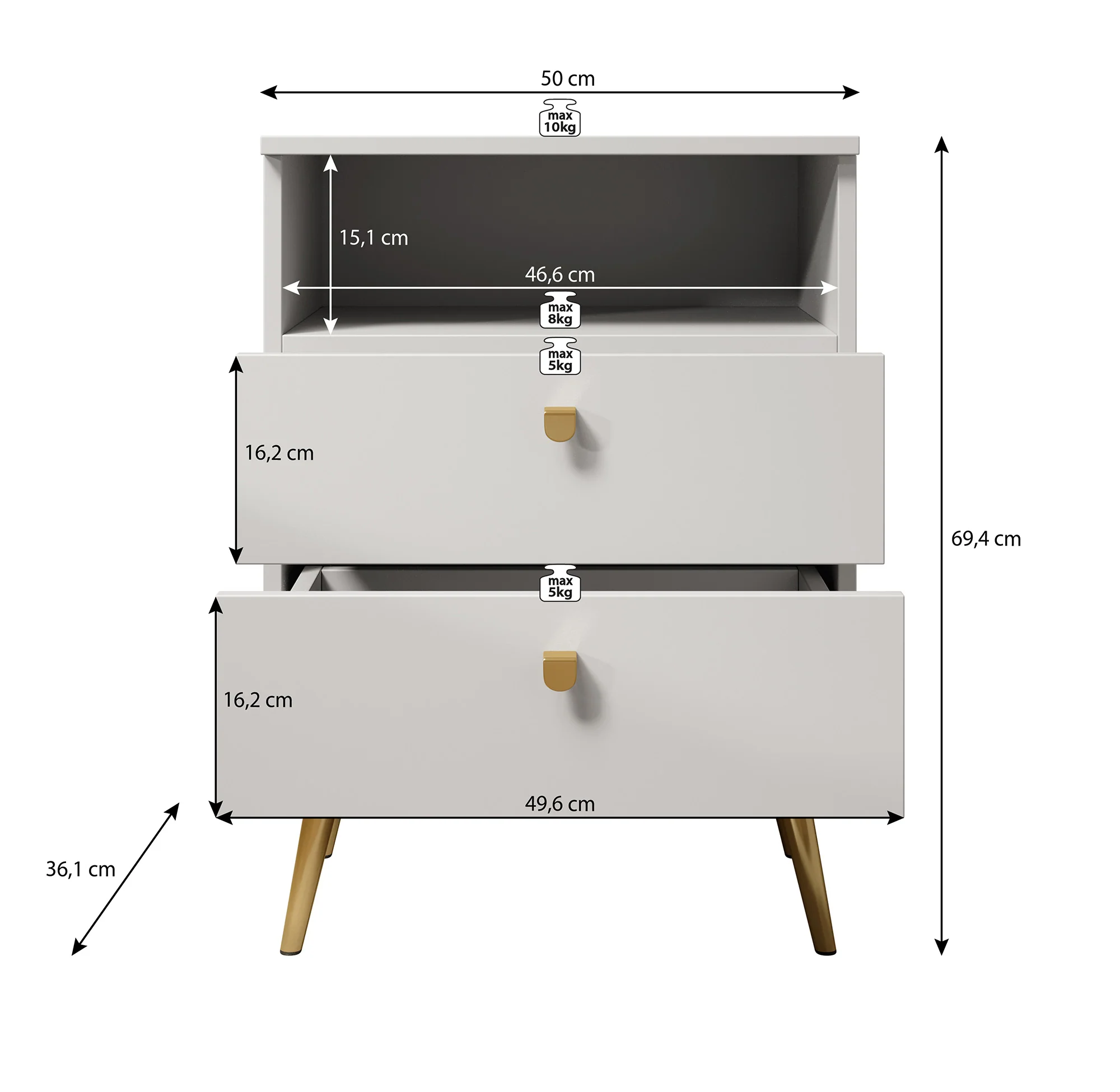 Hidde - Nachtkastje - Bruin - 50x36x69 cm - Image 4