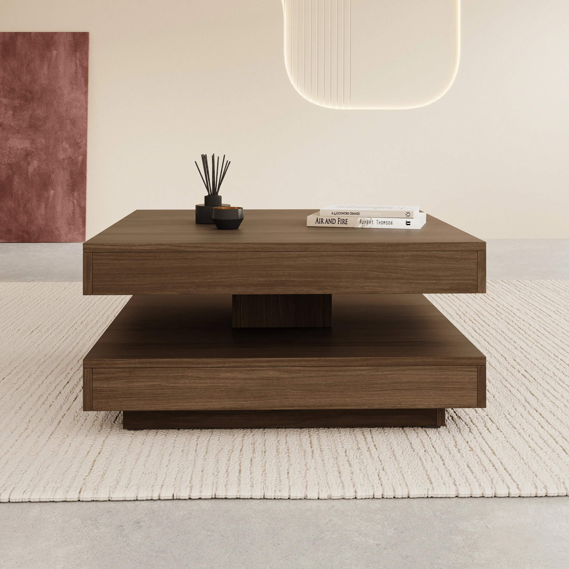 Nao - Salontafel - Walnootpatroon - 70x70x34 cm - Image 3