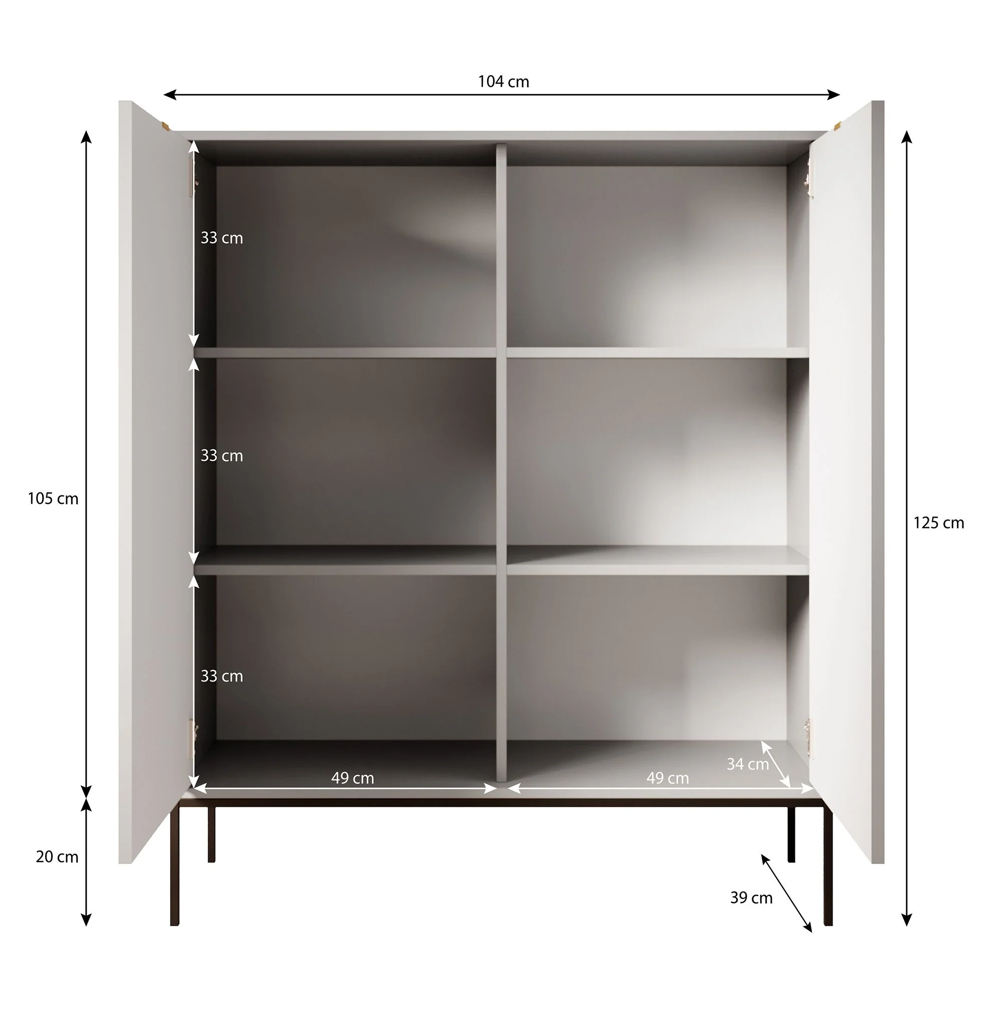 Navil 2 - Dressoir - Zwart - 104x39x125 cm - Image 5