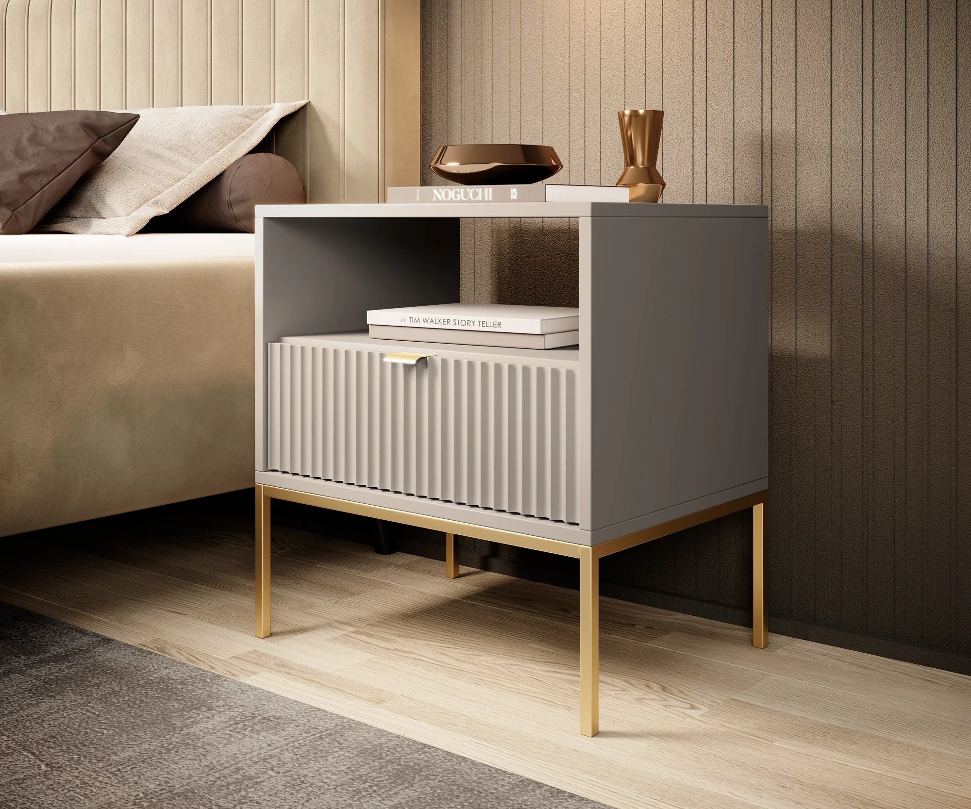 Navil 2 - Nachtkastje - Beige - 54x39x56 cm
