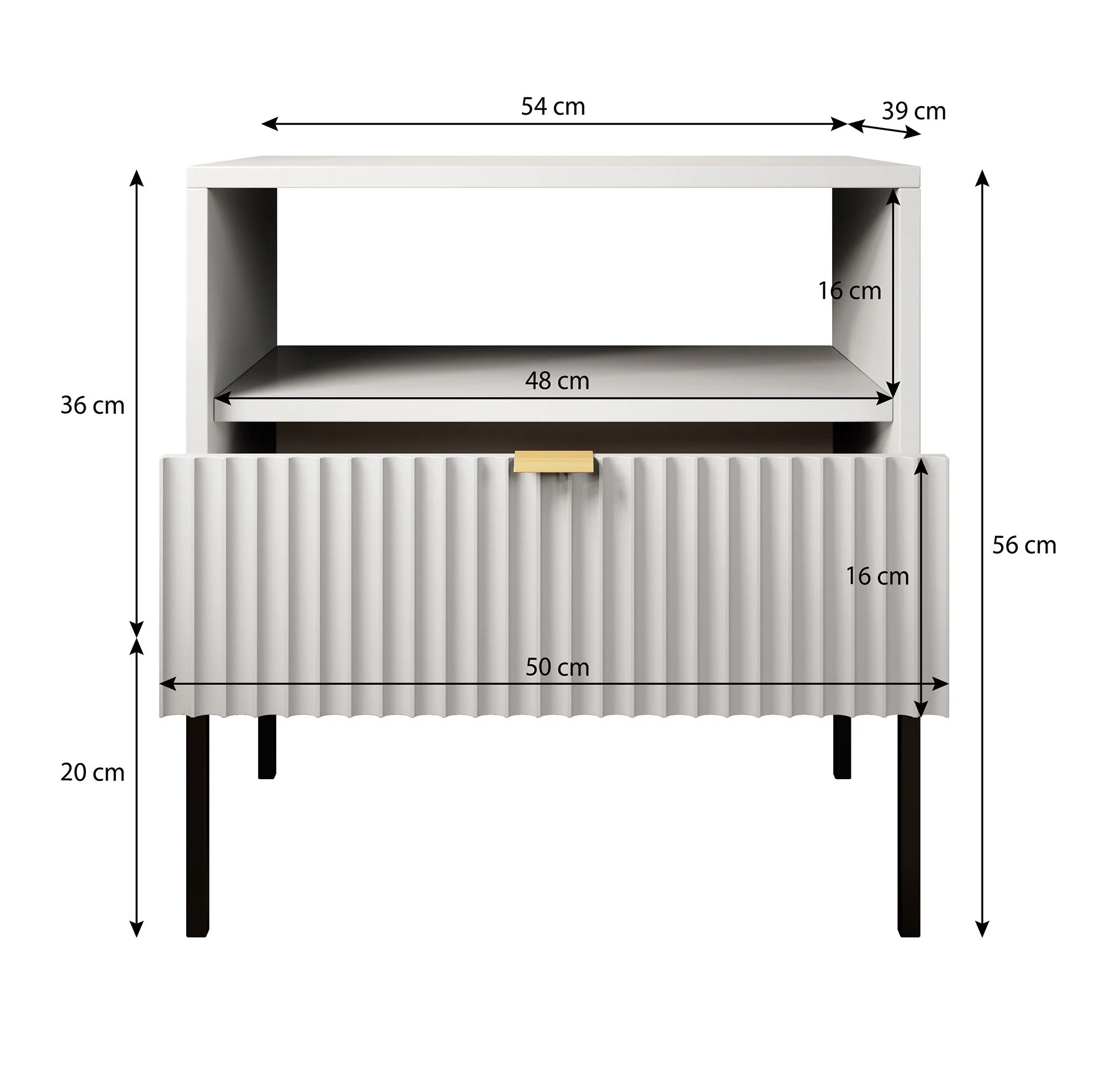 Navil 2 - Nachtkastje - Wit - 54x39x56 cm - Image 4