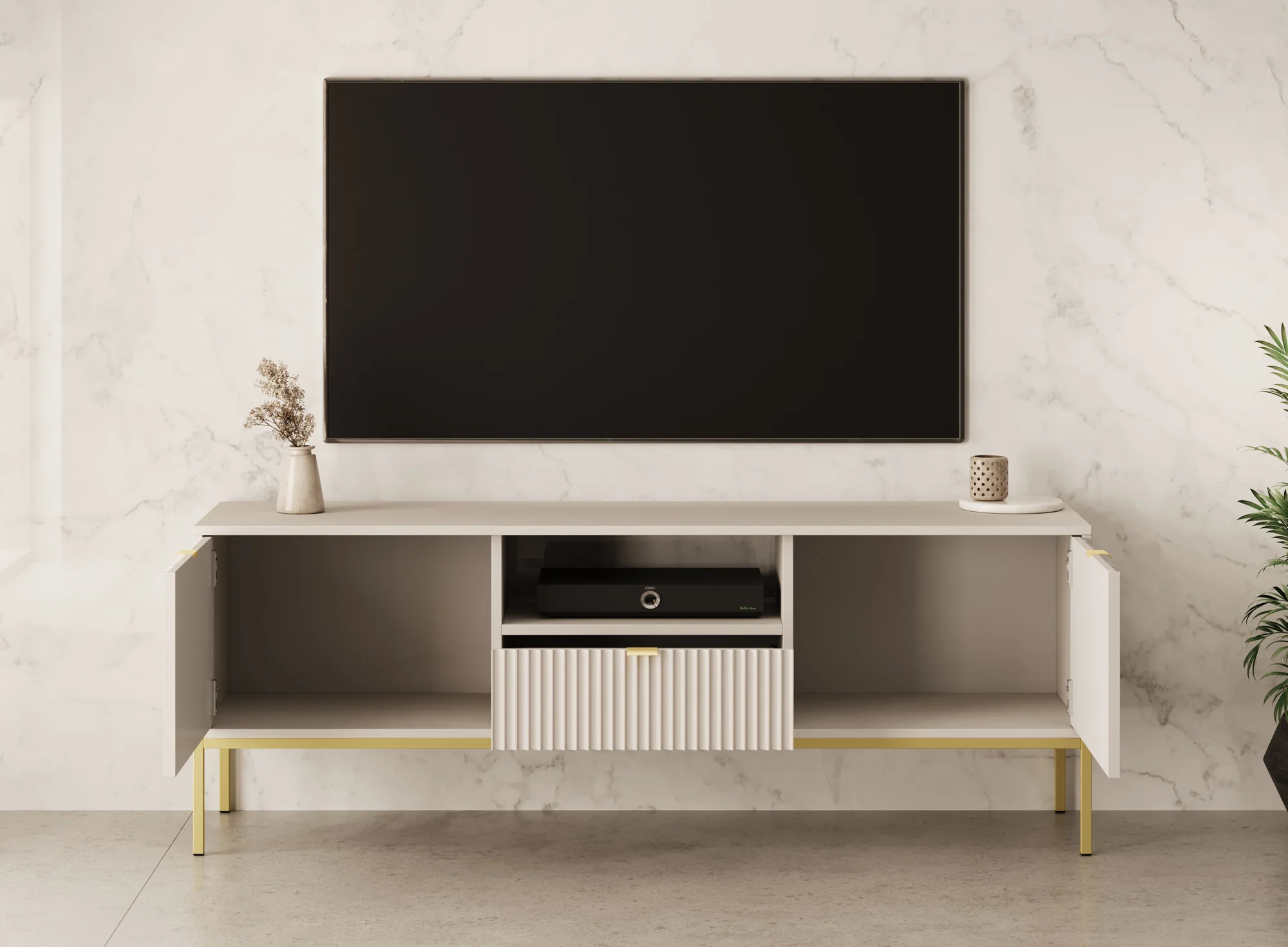 Navil 2 - TV-Meubel - Beige  - 154x39x56 cm - Image 3
