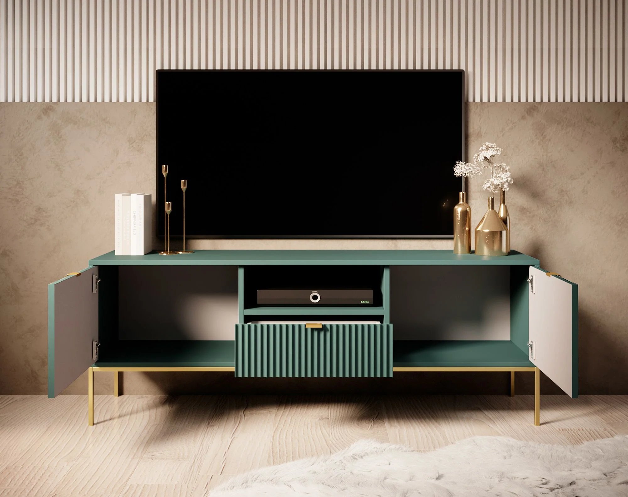 Navil 2 - TV-Meubel - Groen  - 154x39x56 cm - Image 3