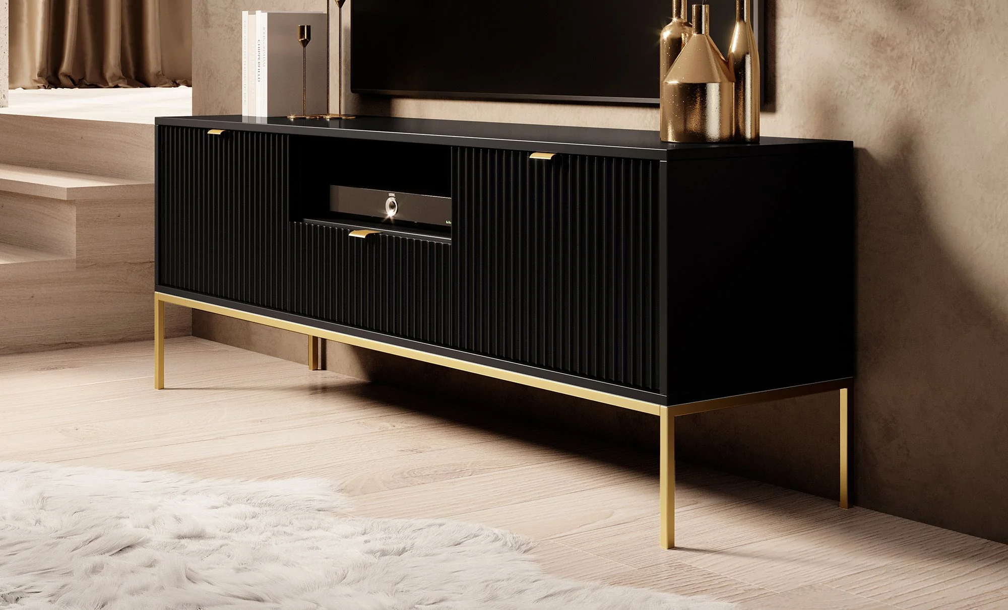 Navil 2 - TV-Meubel - Zwart  - 154x39x56 cm - Image 4