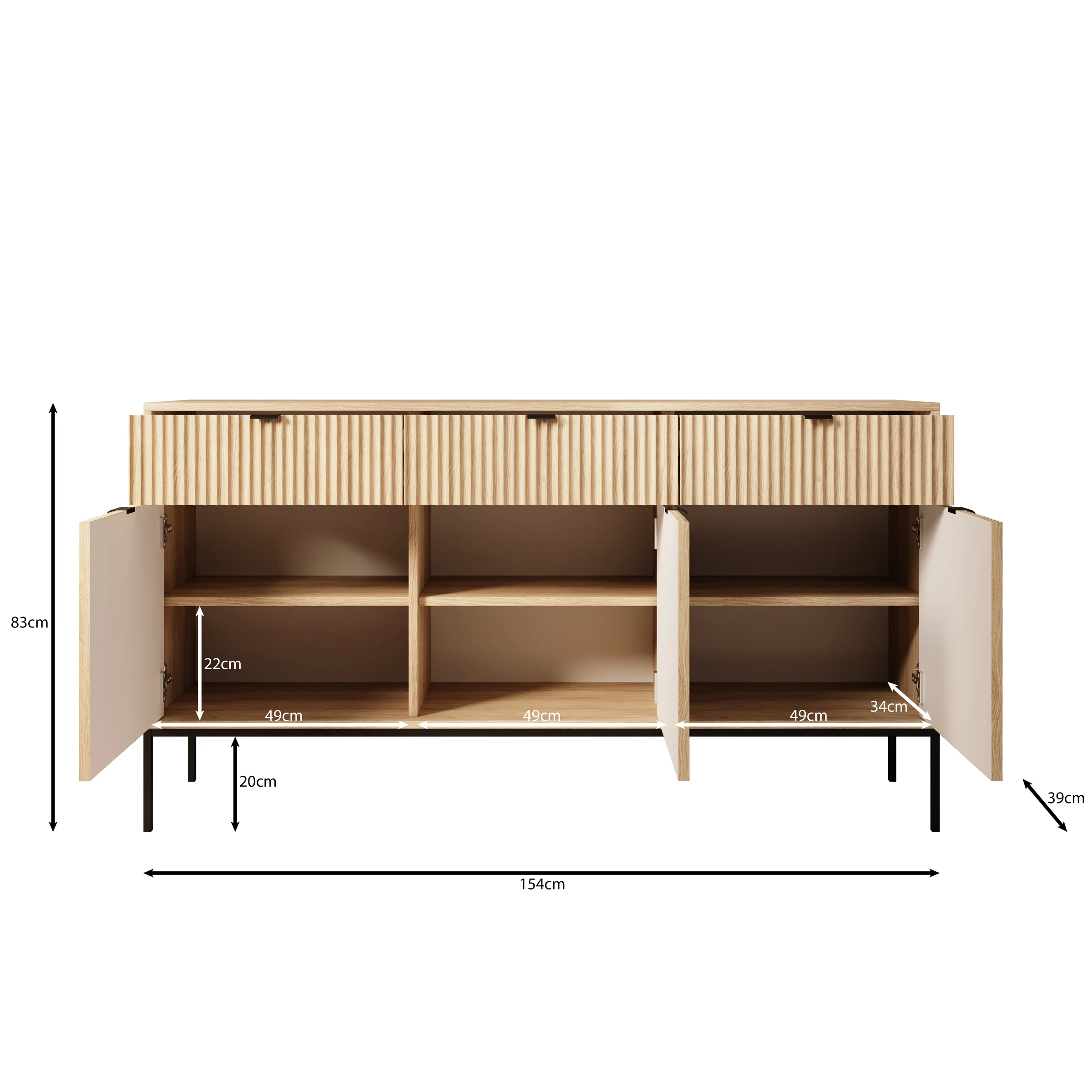 Navil - Dressoir - Eikenpatroon - 154x39x83 cm - Image 5