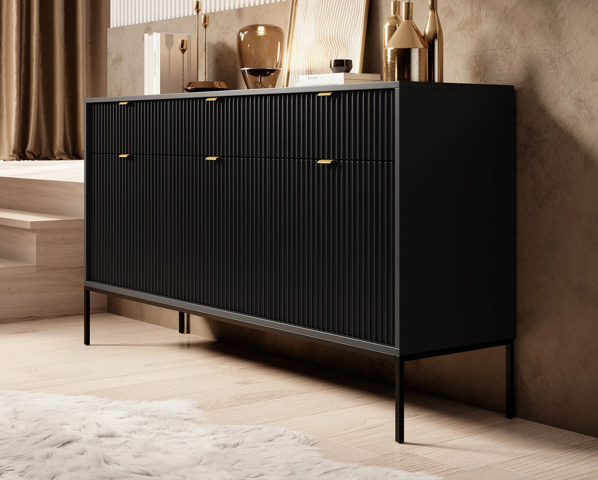 Navil - Dressoir - Zwart - 154x39x83 cm - Image 3