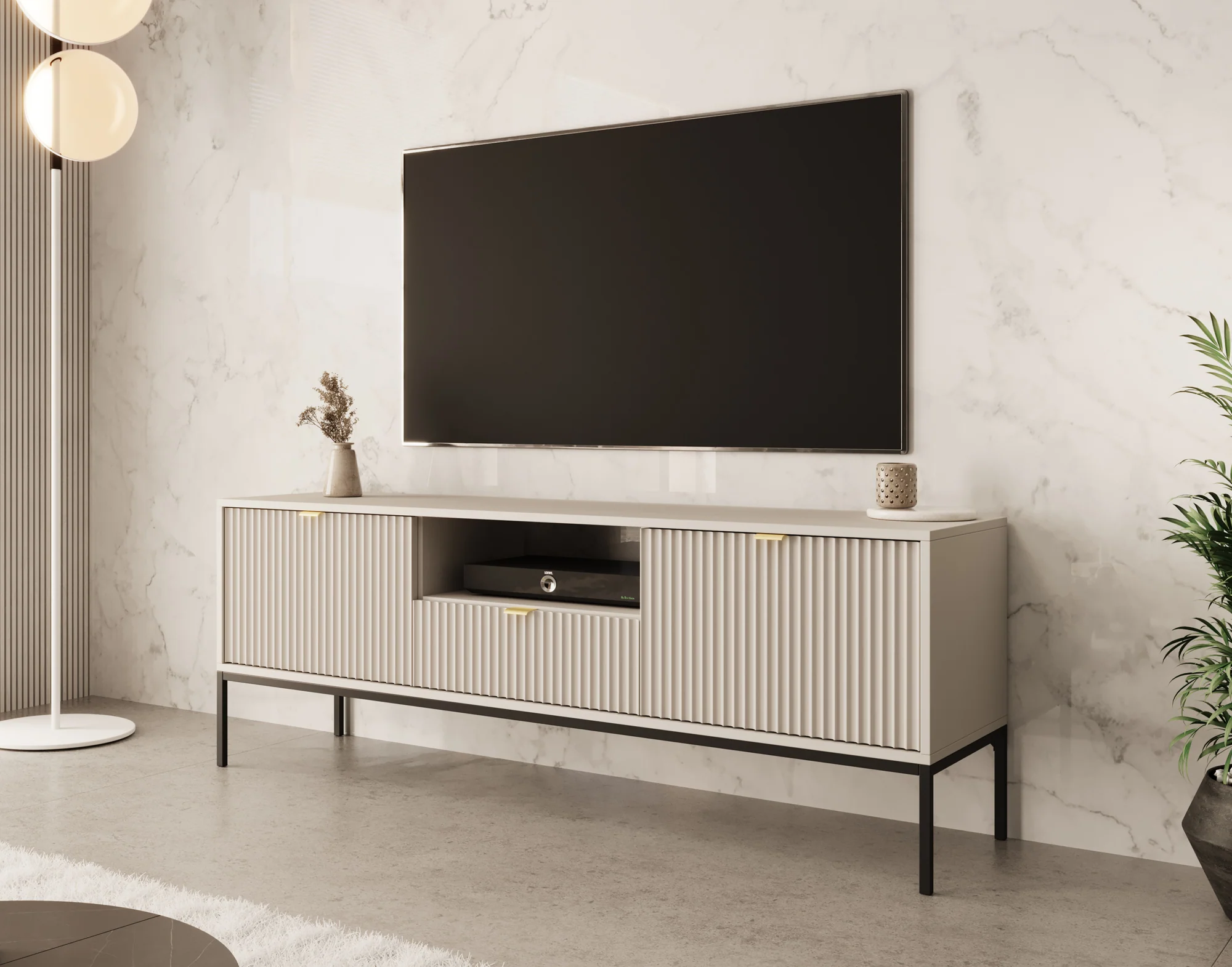Navil - TV-Meubel - Beige  - 154x39x56 cm