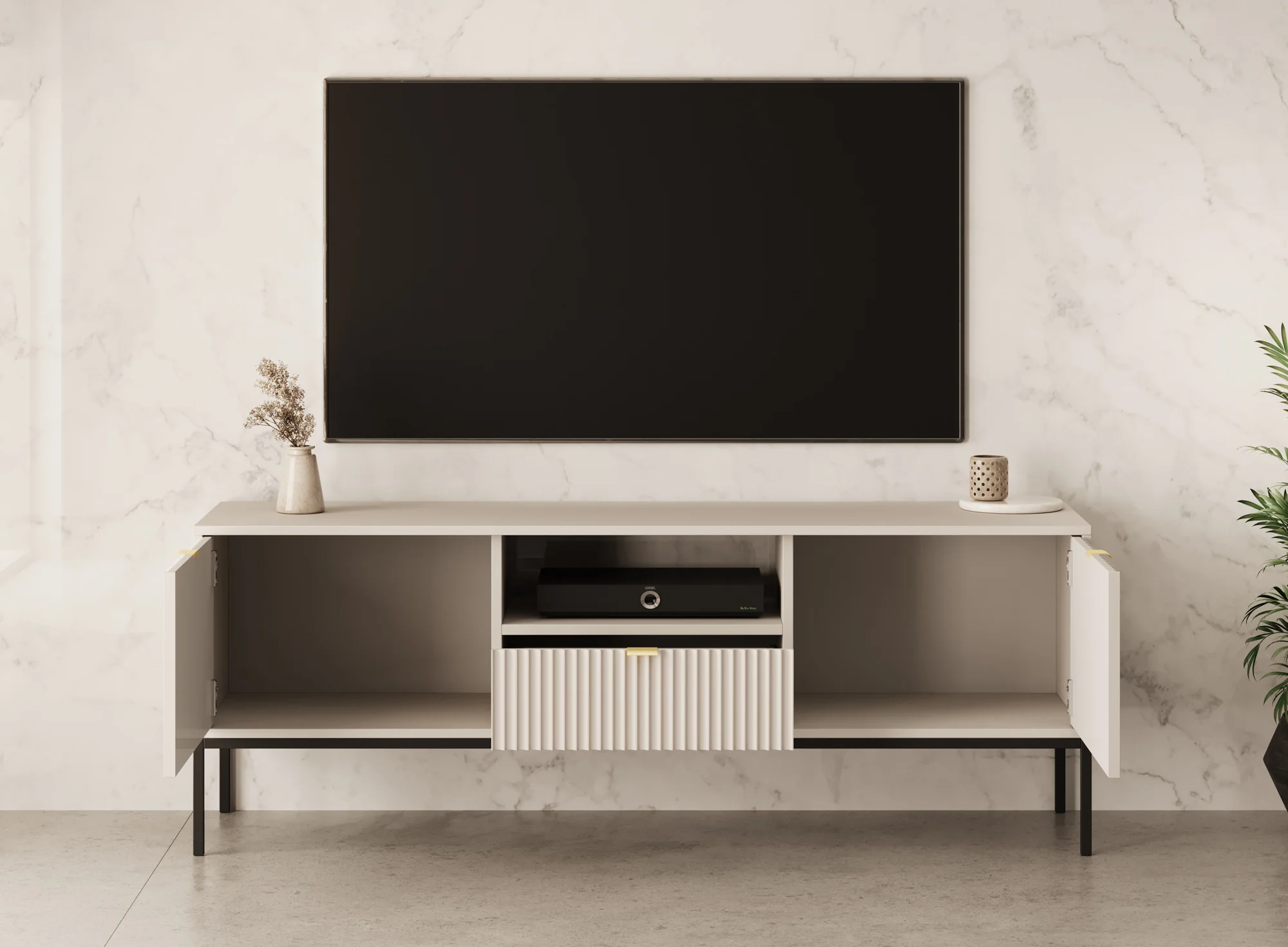 Navil - TV-Meubel - Beige  - 154x39x56 cm - Image 3