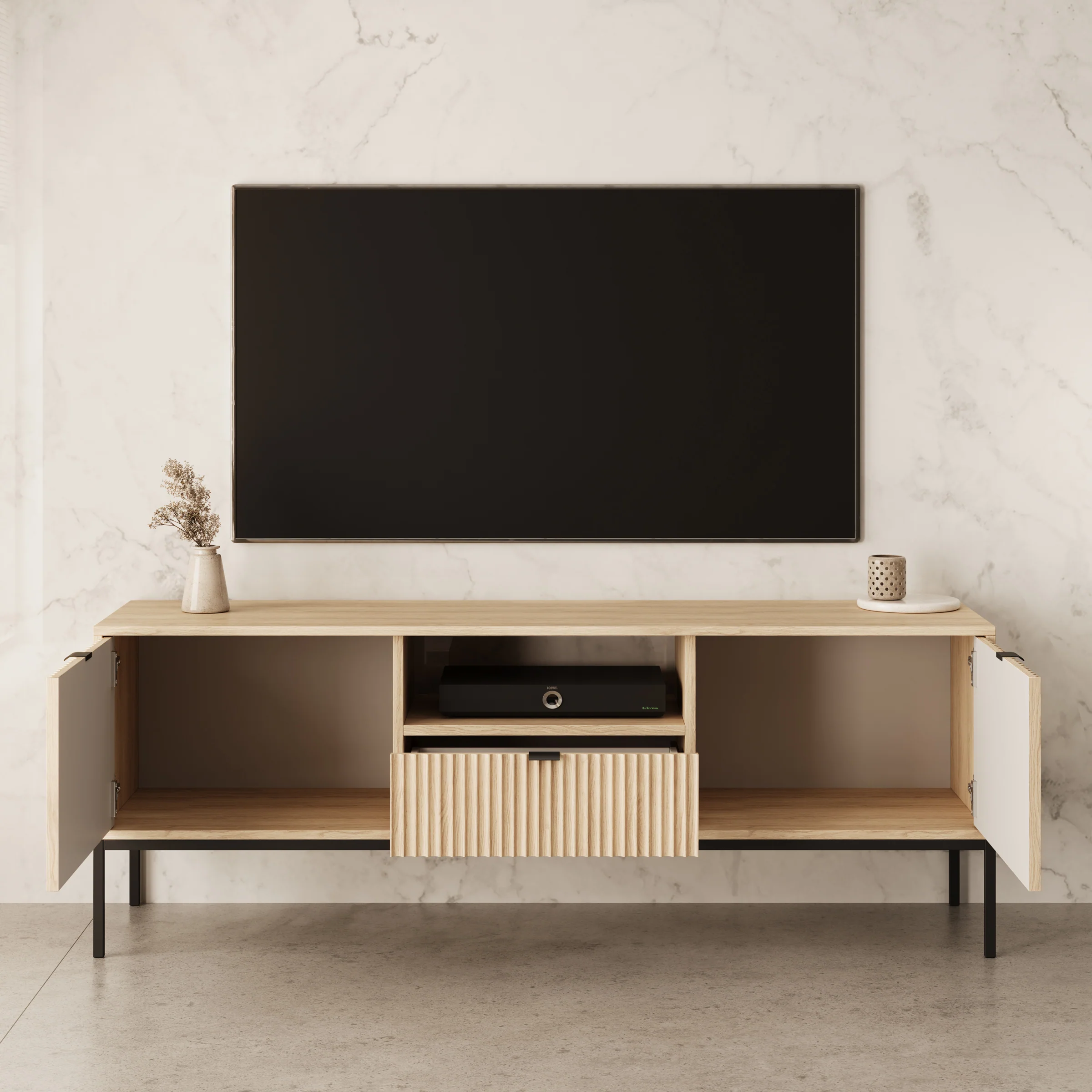 Navil - TV-Meubel - Eikenpatroon - 154x39x56 cm - Image 2