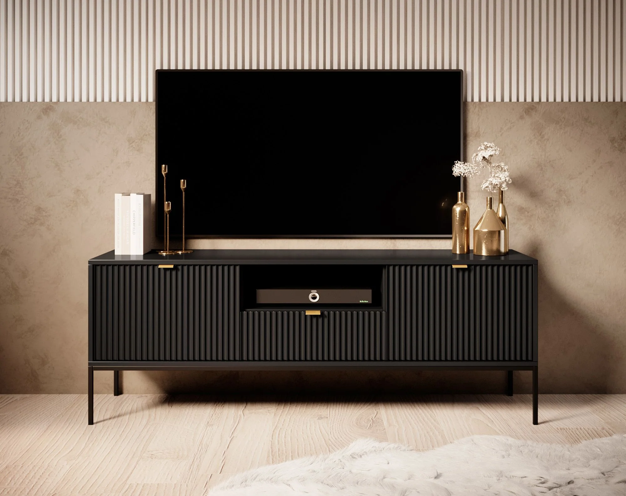 Navil - TV-Meubel - Zwart - 154x39x56 cm - Image 2