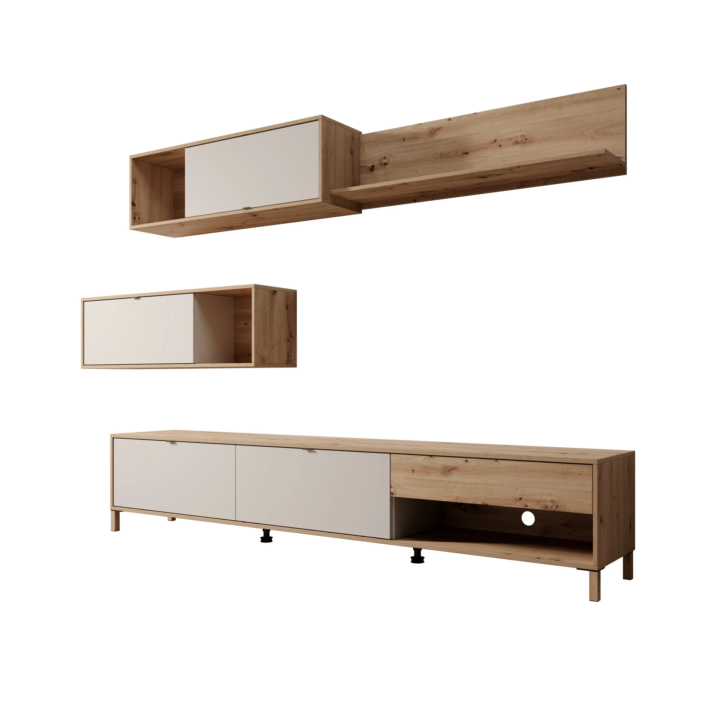 Nayel - Wandmeubel - Eikenpatroon/Beige - 234x40x178 cm - Image 7