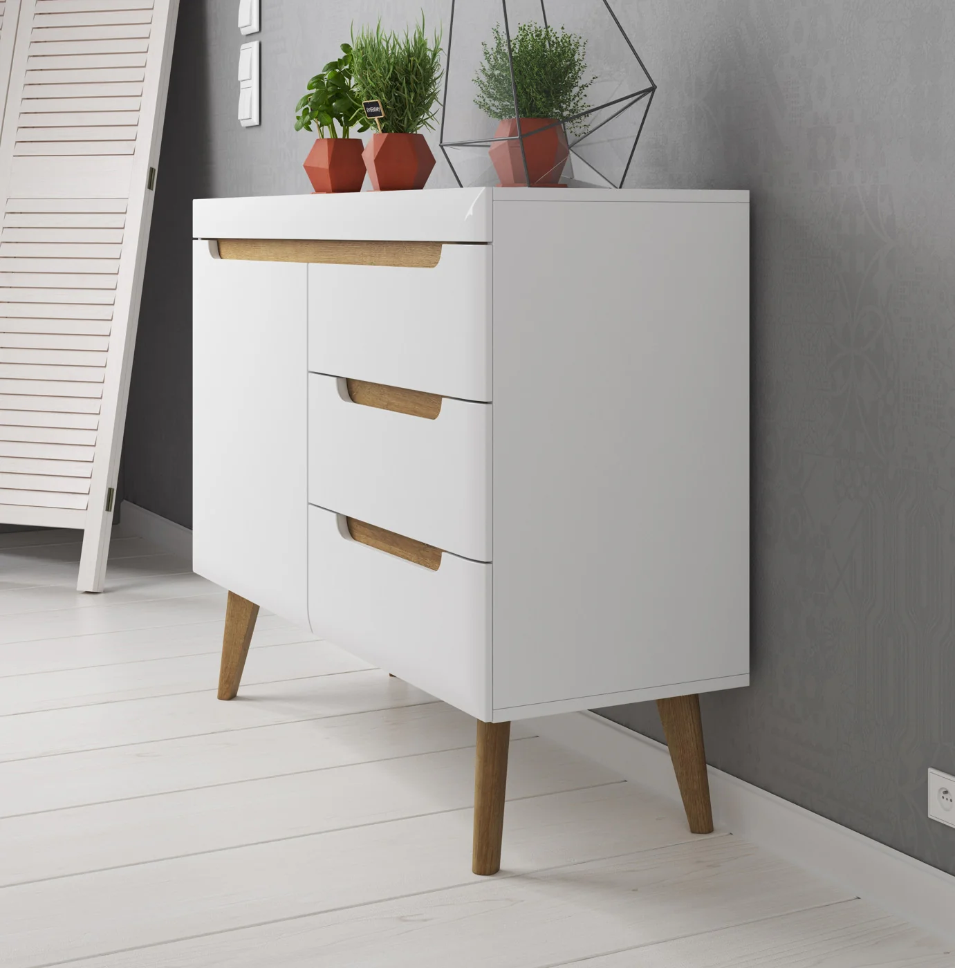 Nebraska - Dressoir - Wit/eiken - 107x40x83 cm - Image 3