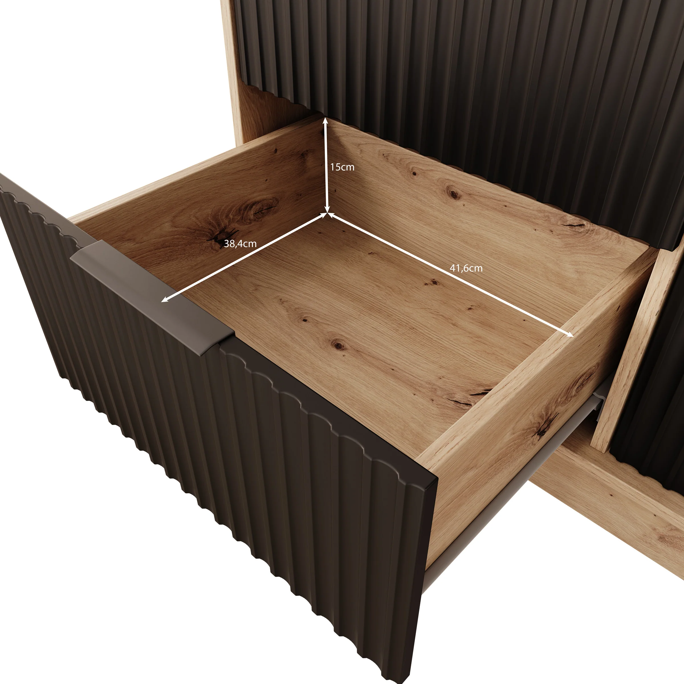 Negroni - Kledingkast 2 deurs - Eiken/Zwart - 102x51x200 cm - Image 6