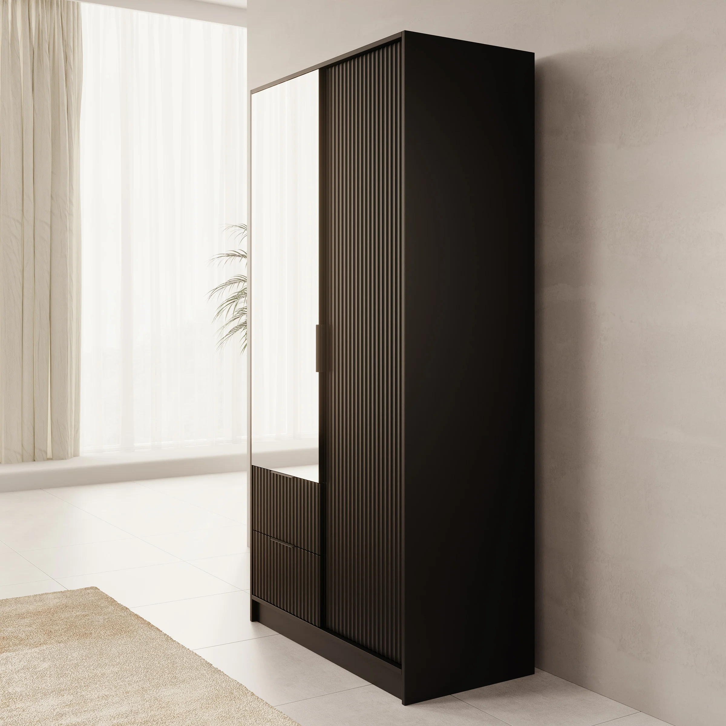 Negroni - Kledingkast 2 deurs - Zwart - 102x51x200 cm - Image 4