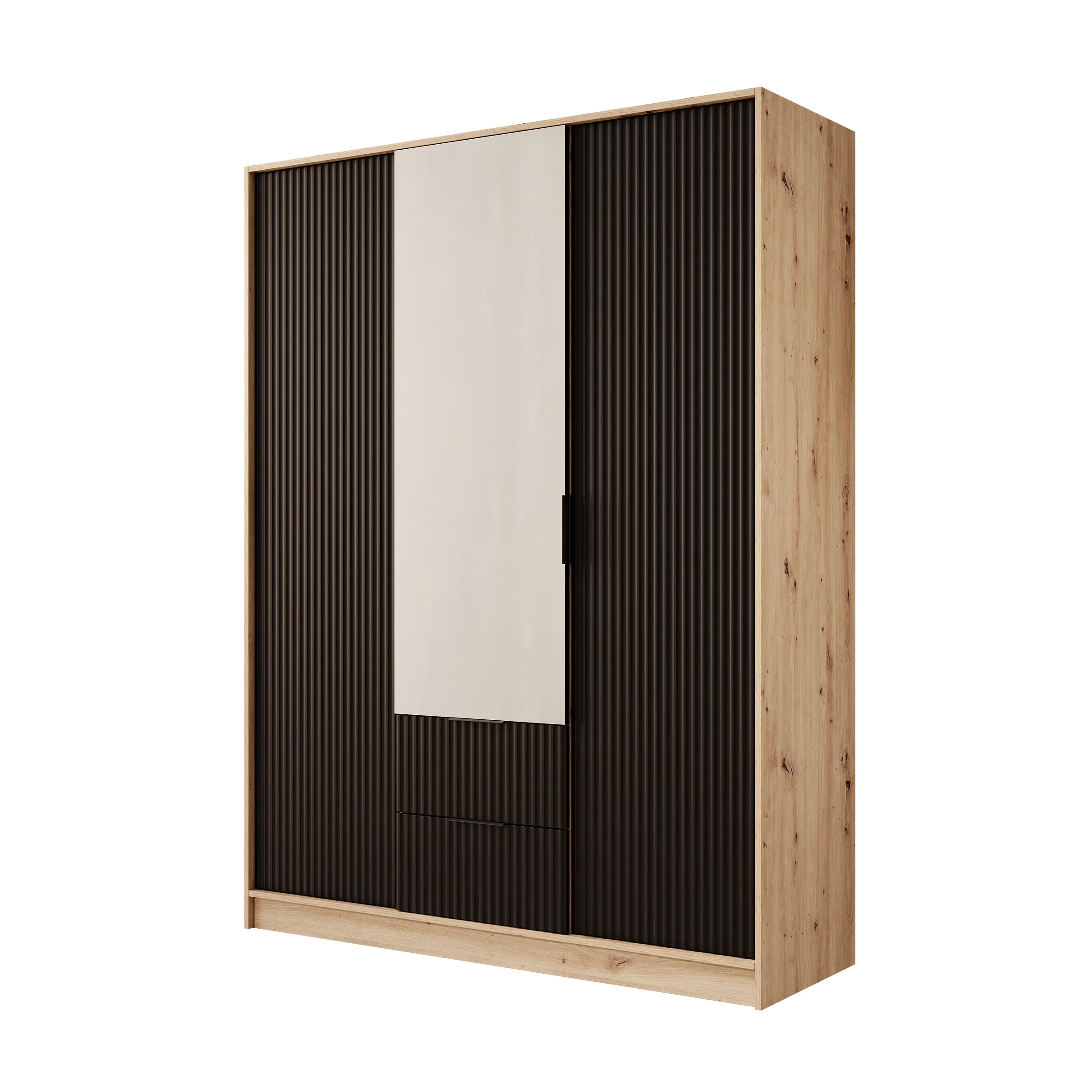 Negroni - Kledingkast met 3 deuren - Eiken/Zwart - 150x51x20 - Image 7