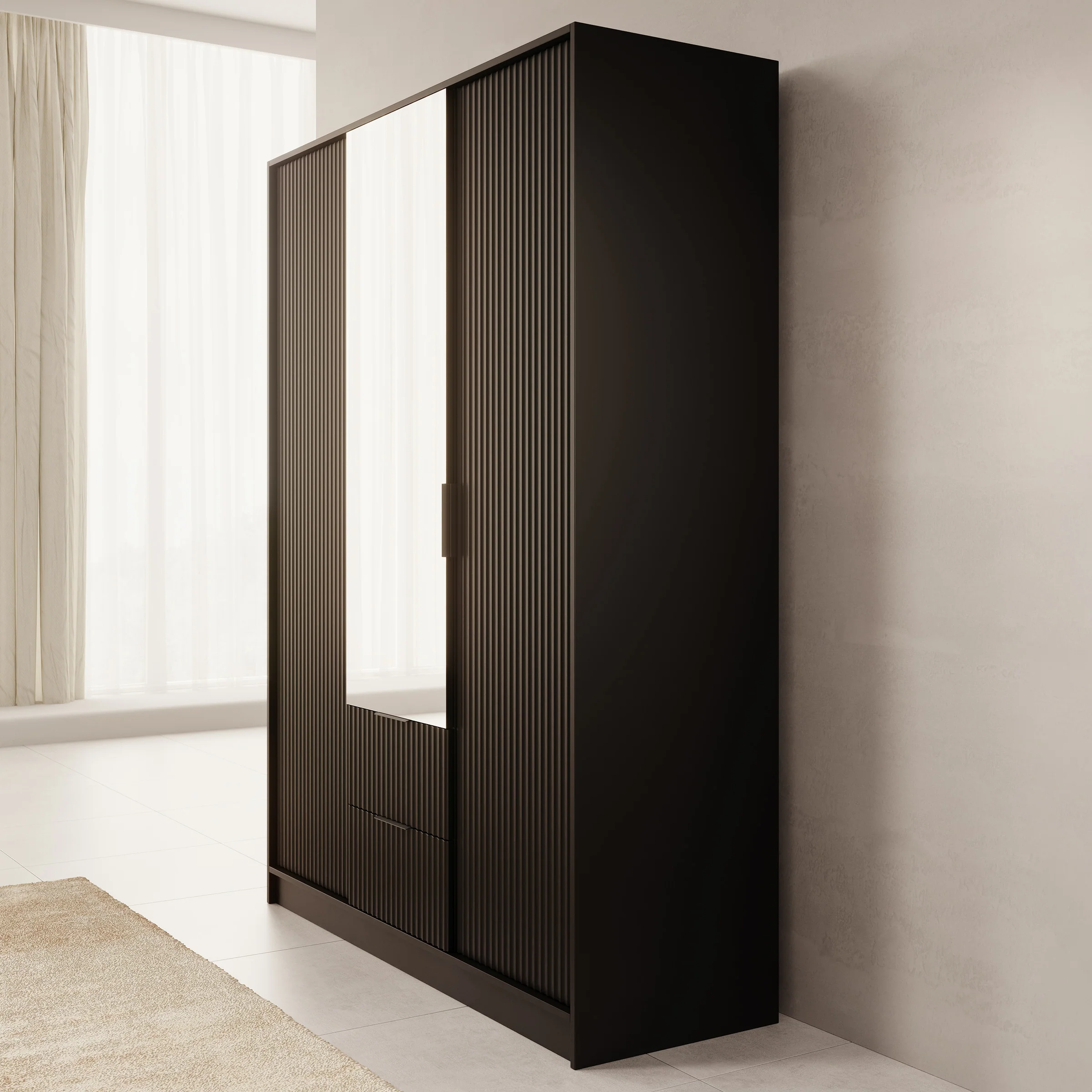 Negroni - Kledingkast met 3 deuren - Zwart - 150x51x200 cm - Image 4