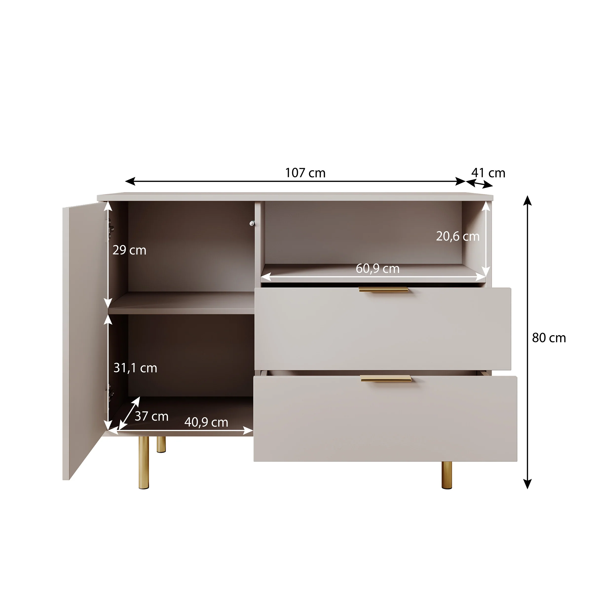 Nicola - Dressoir - Beige - 107x41x80 cm - Image 5