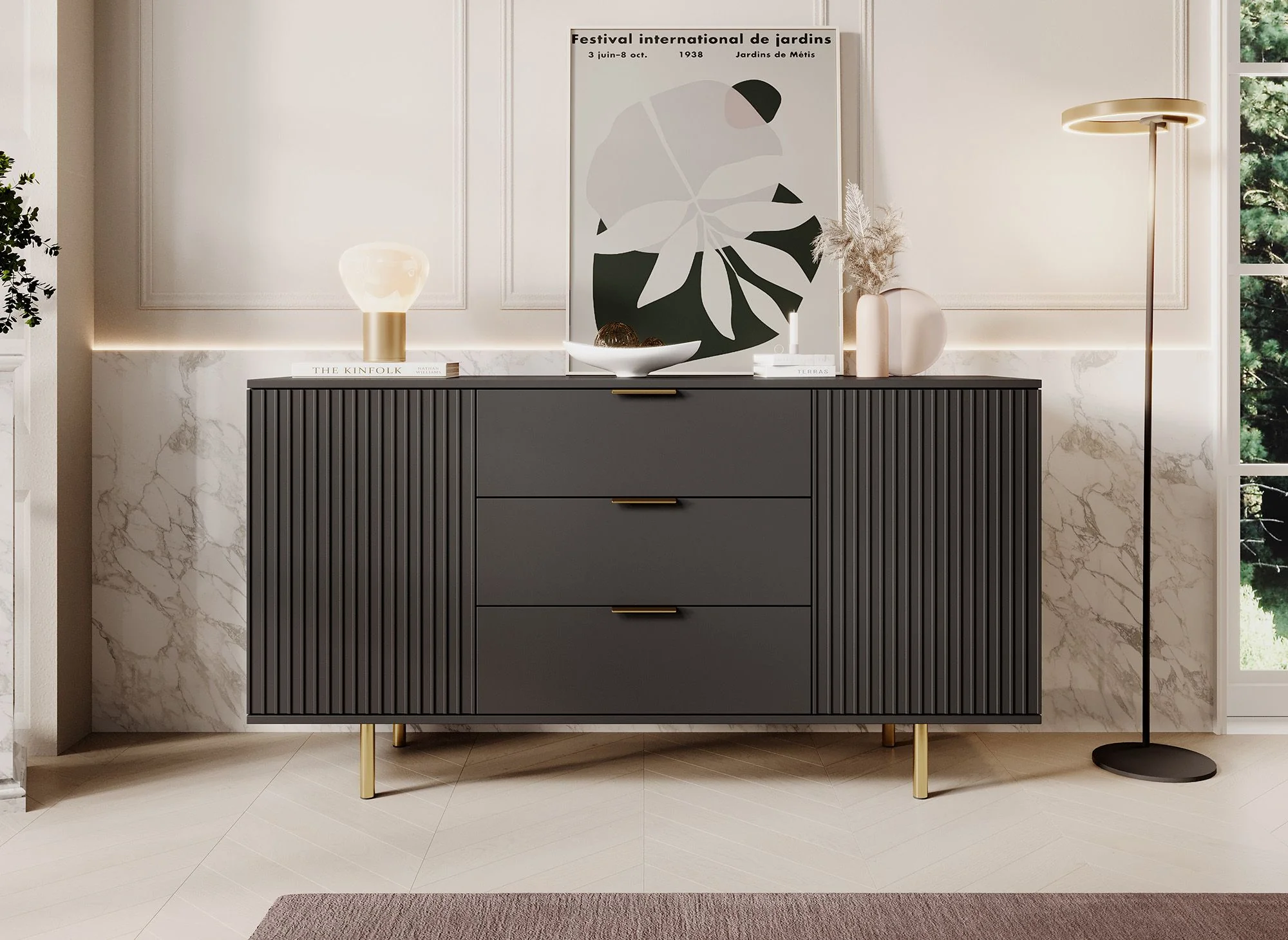 Nicola - Dressoir - Zwart - 150x41x80 cm - Image 3