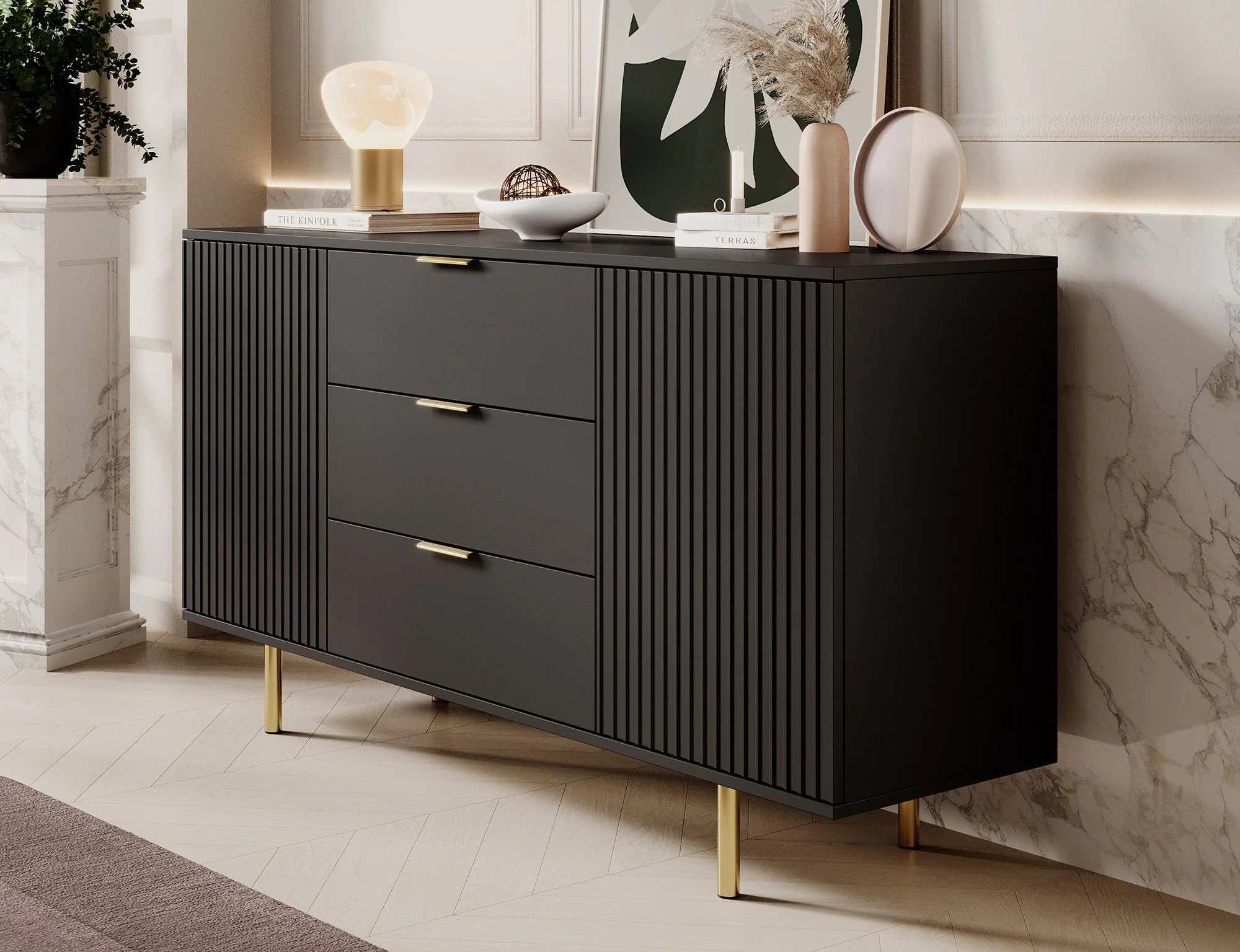 Nicola - Dressoir - Zwart - 150x41x80 cm - Image 4