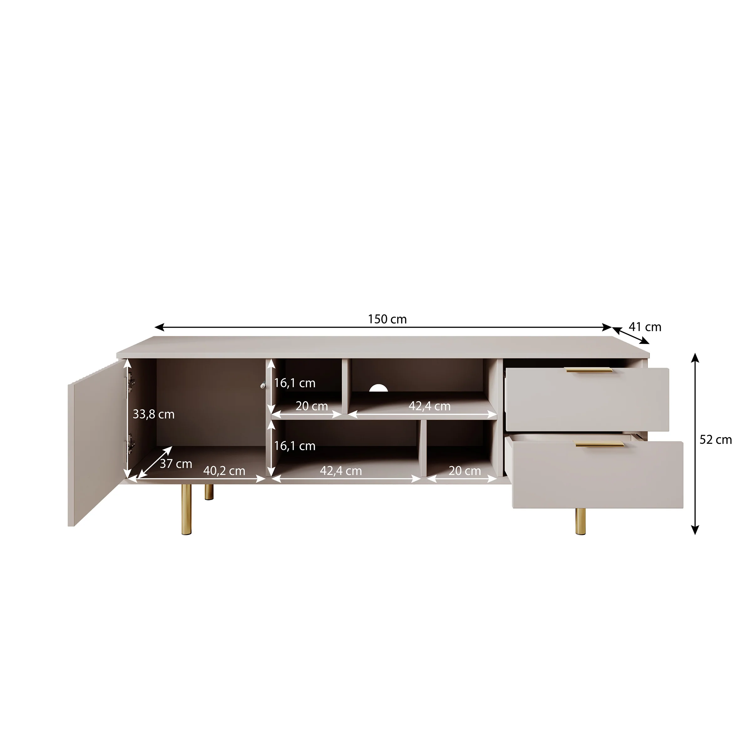 Nicola - TV-Meubel - Beige  - 150x41x52 cm - Image 5