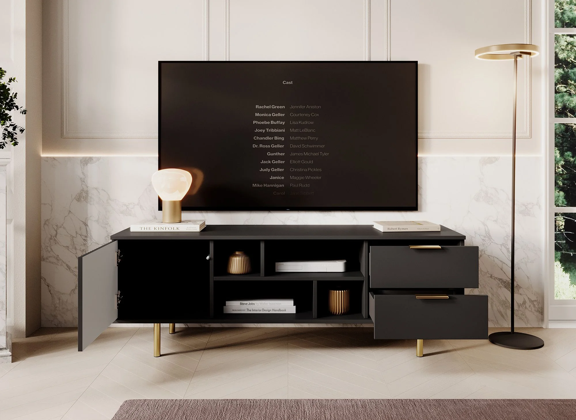 Nicola - TV-Meubel - Mat zwart - 150x41x52 cm - Image 2