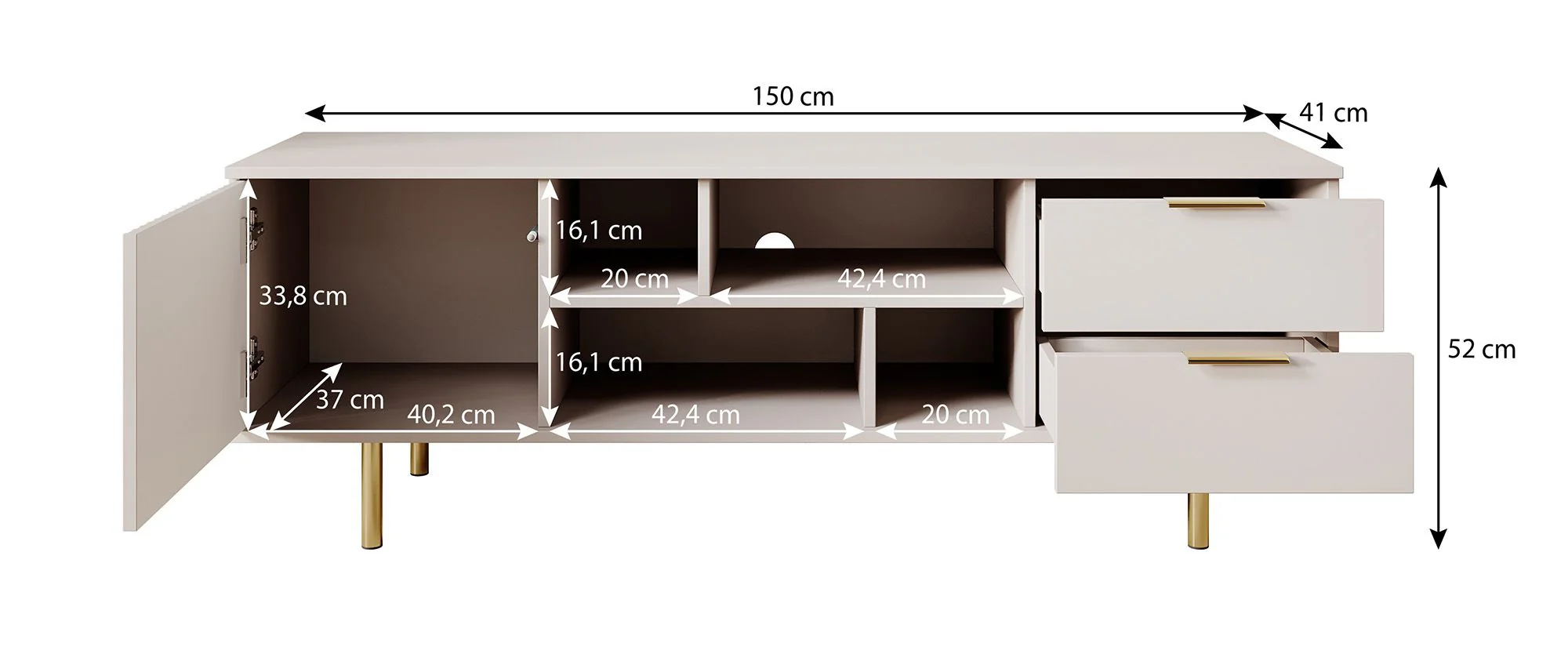Nicola - TV-Meubel - Mat zwart - 150x41x52 cm - Image 5