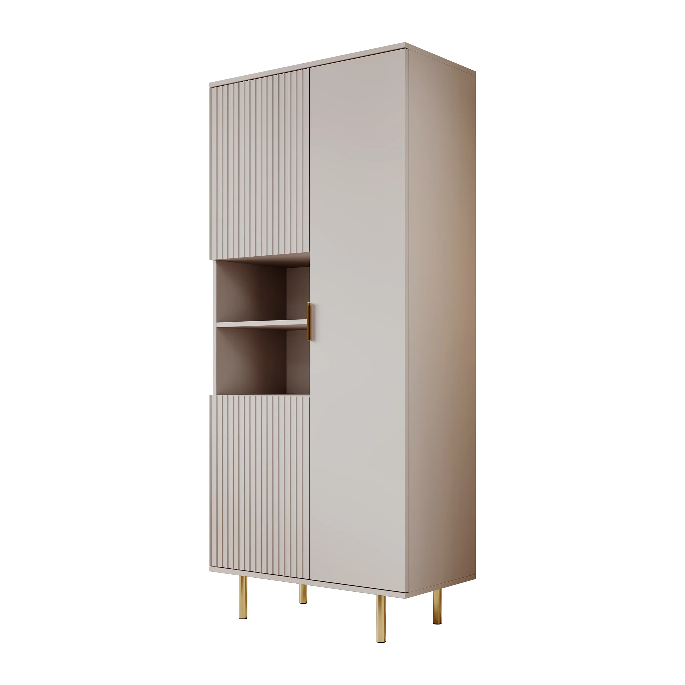 Nicola - Vitrinekast - Beige - 80x41x190 cm - Image 6