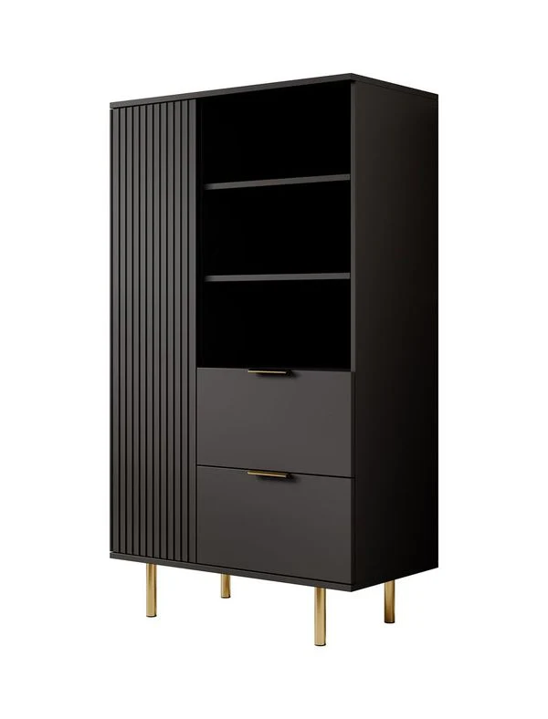Nicola - Vitrinekast - Zwart - 80x41x140 cm - Image 6
