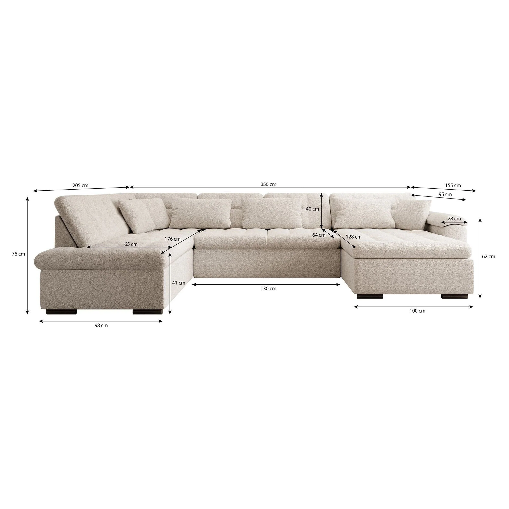 Nicoreta - Hoekbank 5-zits met chaise longue - Ribstof beige - Rechts - Image 5