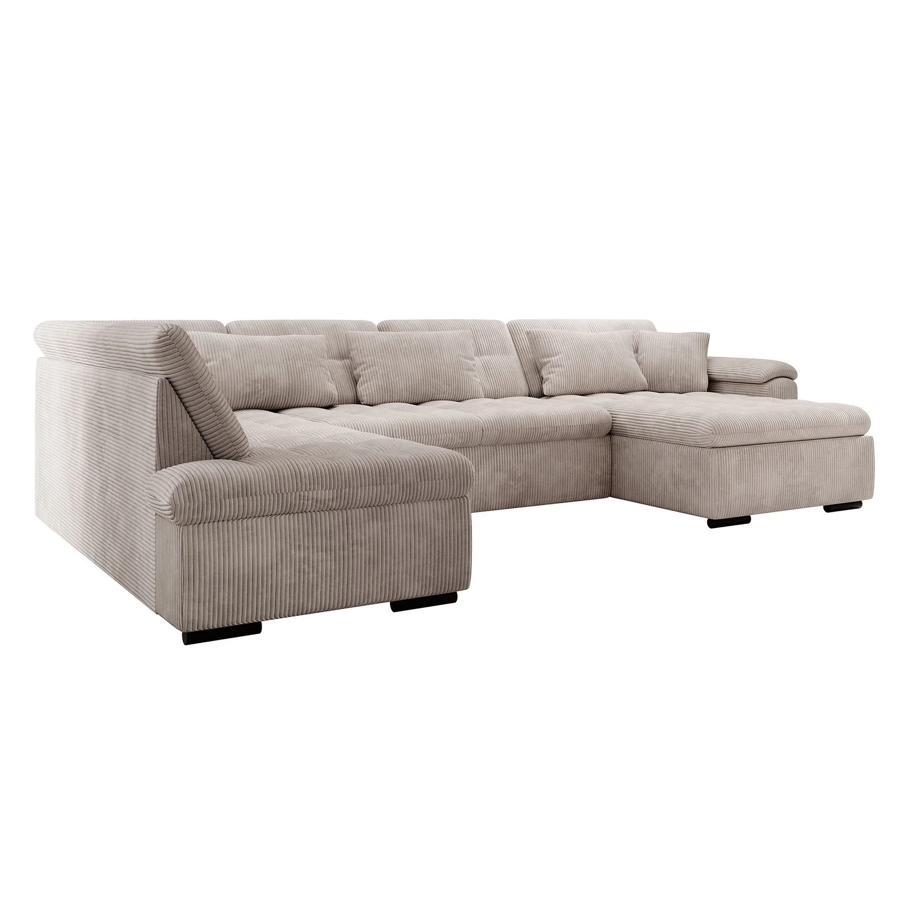 Nicoreta - Hoekbank 5-zits met chaise longue - Ribstof beige - Rechts - Image 6