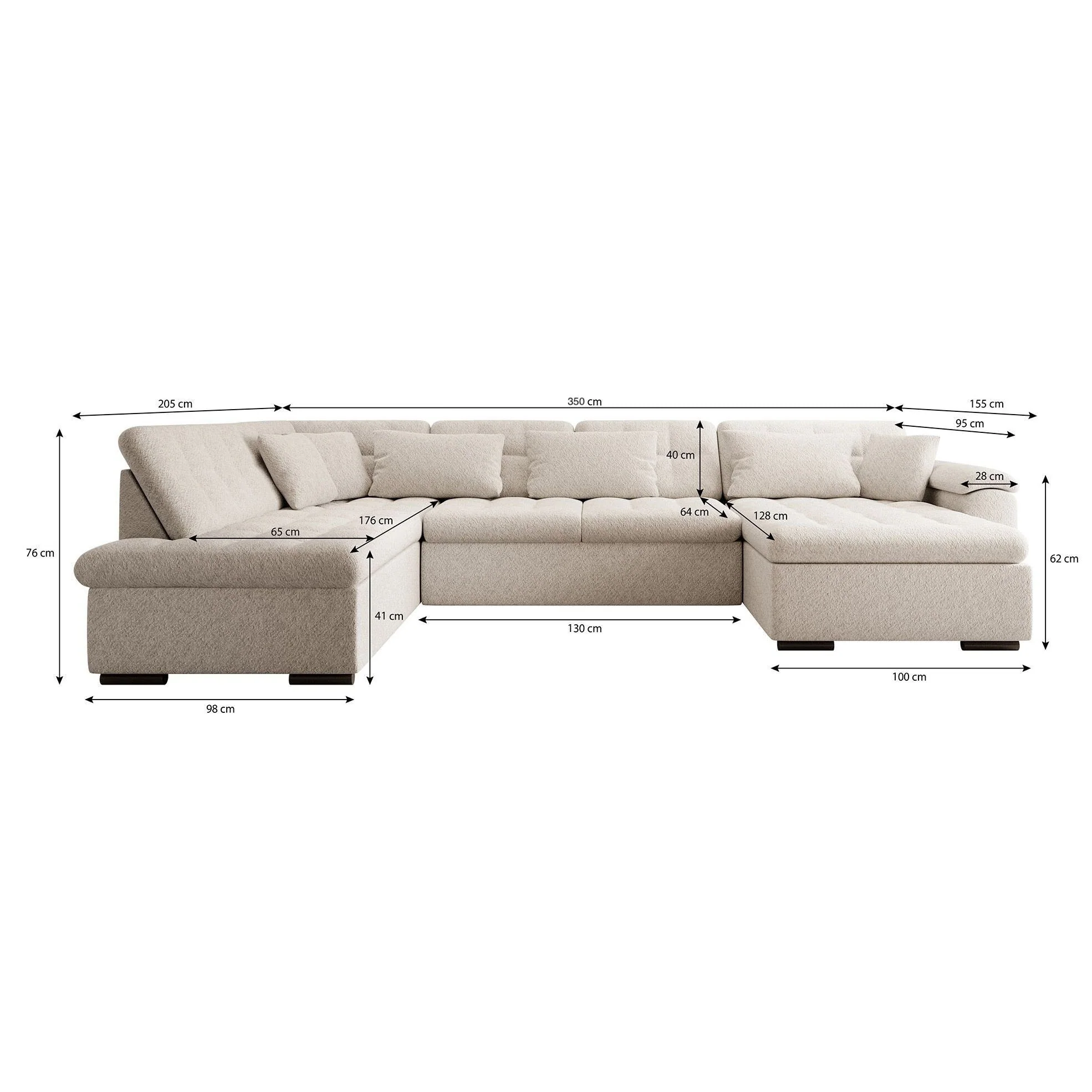 Nicoreta - Hoekbank 5-zits met chaise longue - Ribstof bruin - Rechts - Image 5
