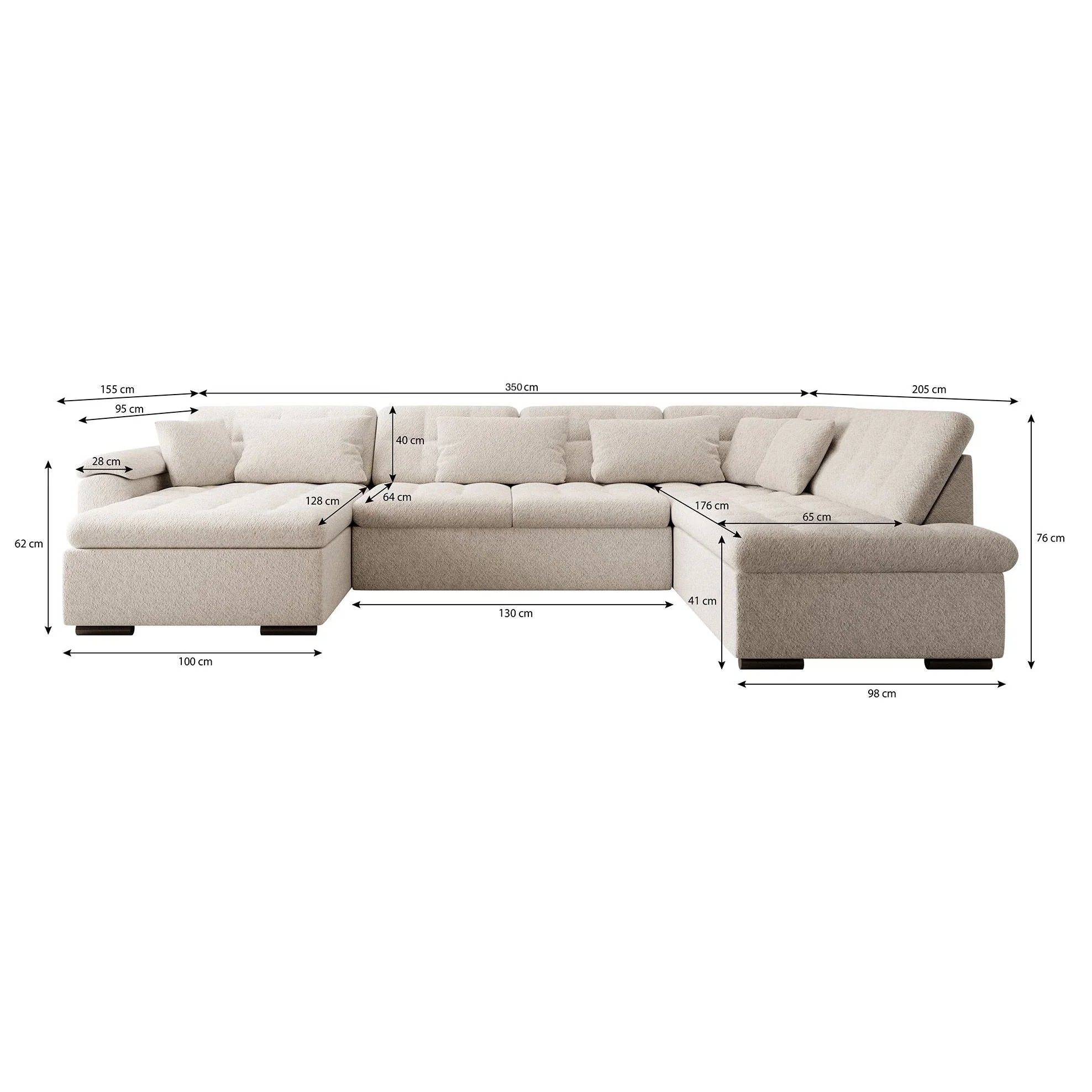 Nicoreta - Hoekbank 5-zits met chaise longue - Ribstof donkergrijs - Links - Image 5