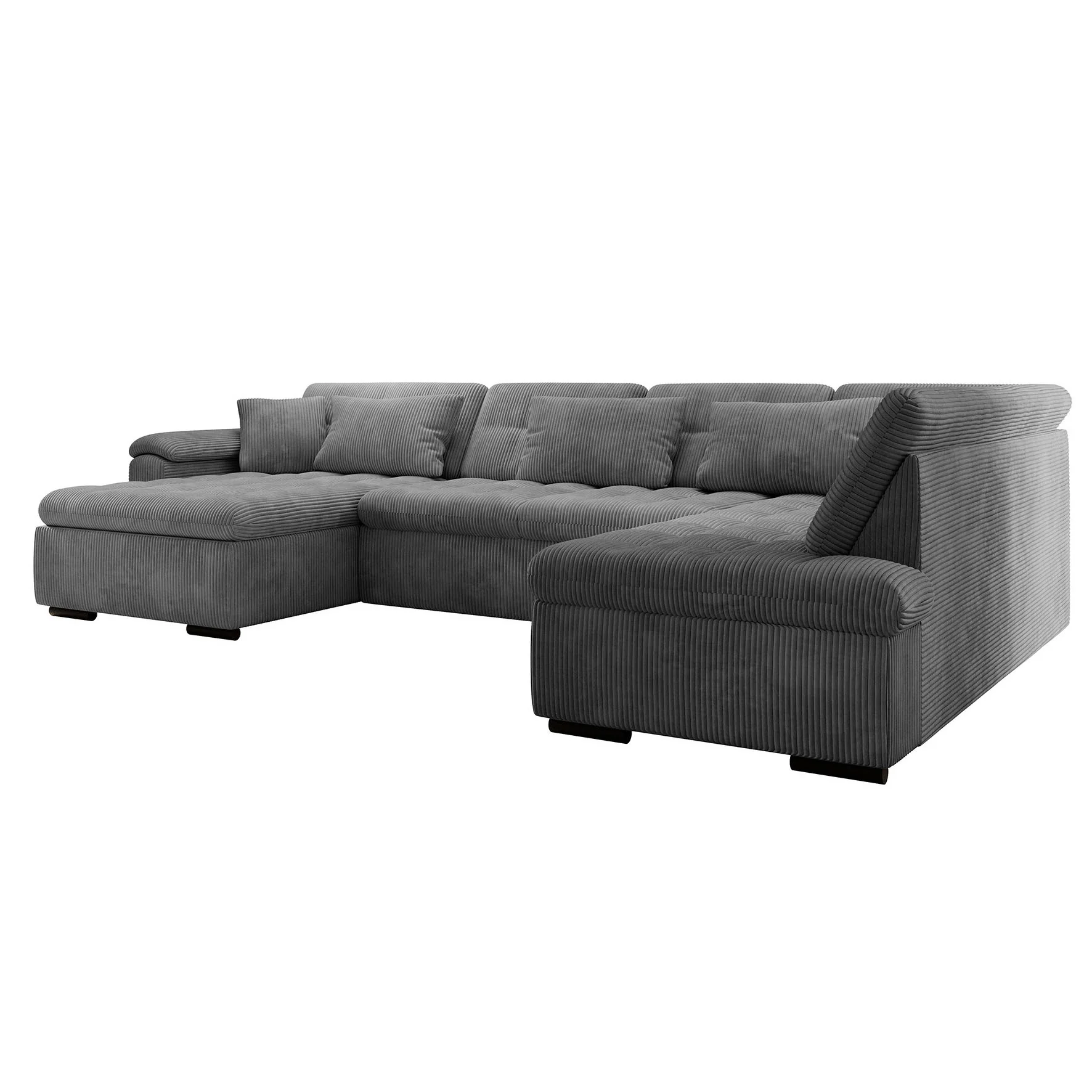 Nicoreta - Hoekbank 5-zits met chaise longue - Ribstof donkergrijs - Links - Image 6