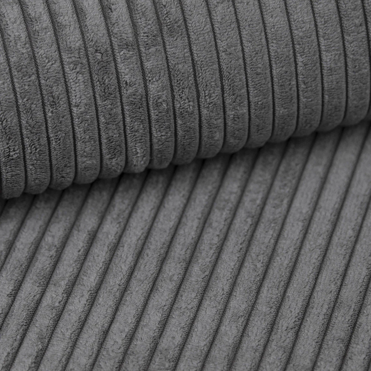 Nicoreta - Hoekbank 5-zits met chaise longue - Ribstof donkergrijs - Rechts - Image 4