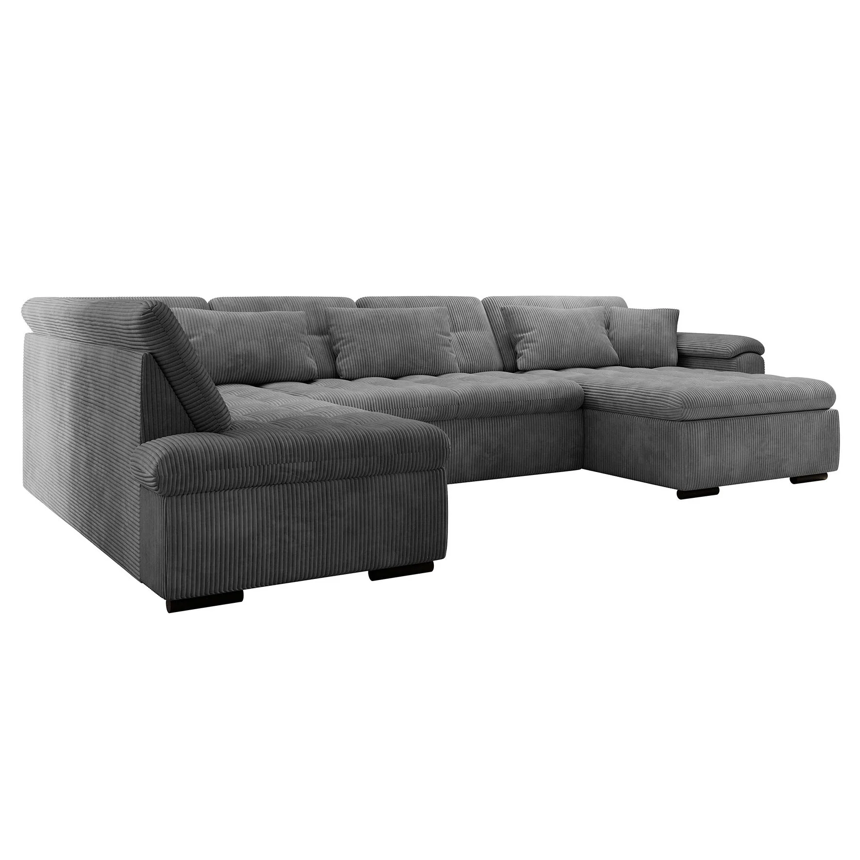 Nicoreta - Hoekbank 5-zits met chaise longue - Ribstof donkergrijs - Rechts - Image 6