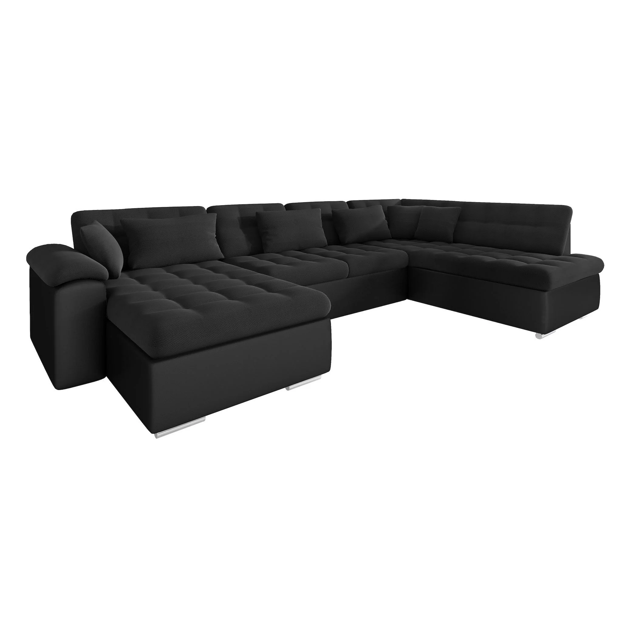 Nicoreta - Hoekbank 5-zits met chaise longue - Stof zwart - Links - Image 5
