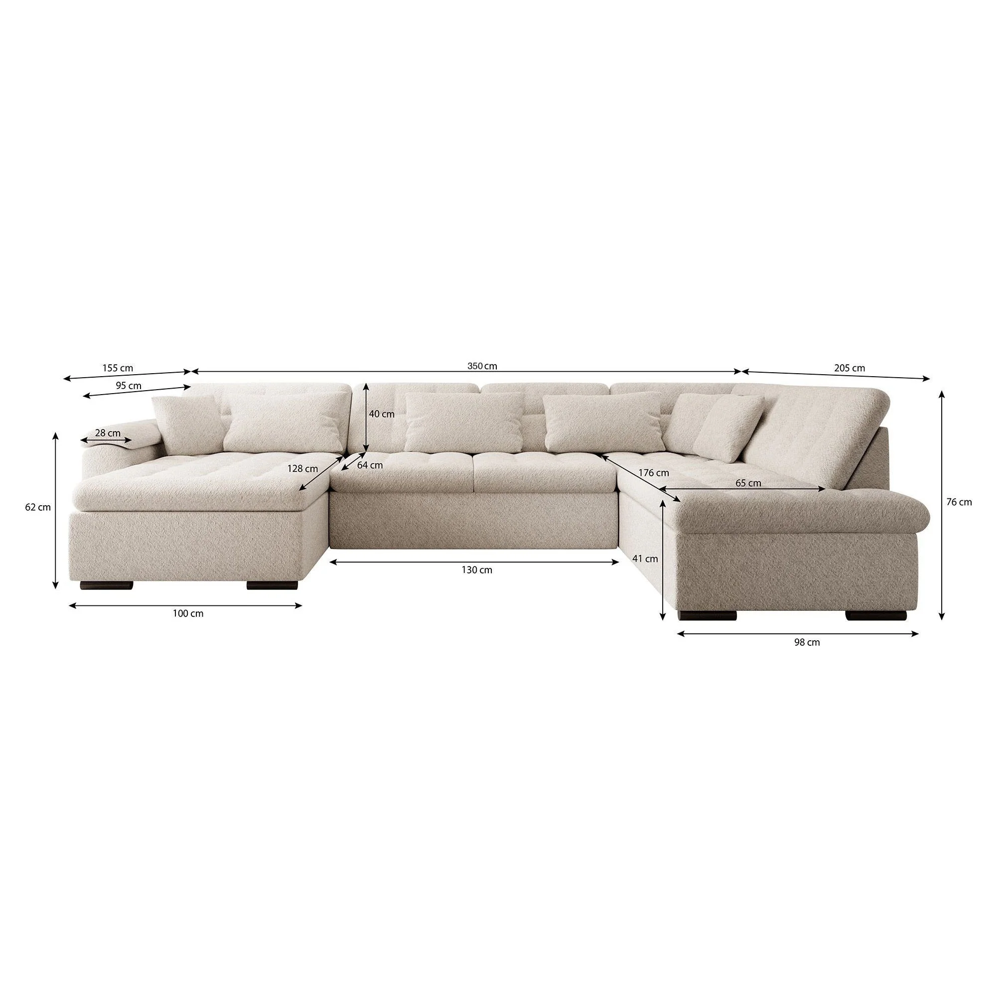Nicoreta - Hoekbank 5-zits met chaise longue - Teddystof beige - Links - Image 4