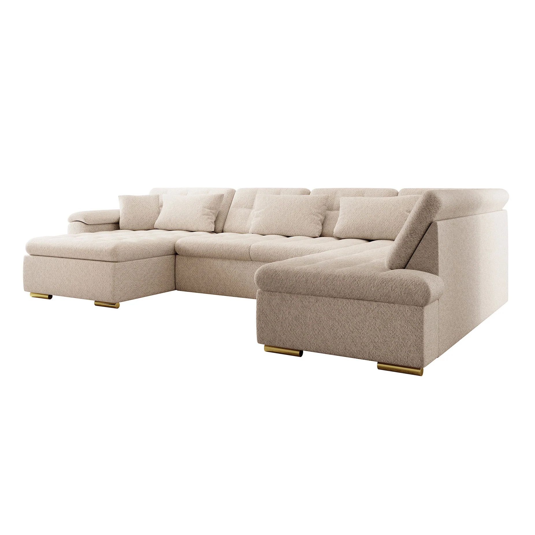Nicoreta - Hoekbank 5-zits met chaise longue - Teddystof beige - Links - Image 5