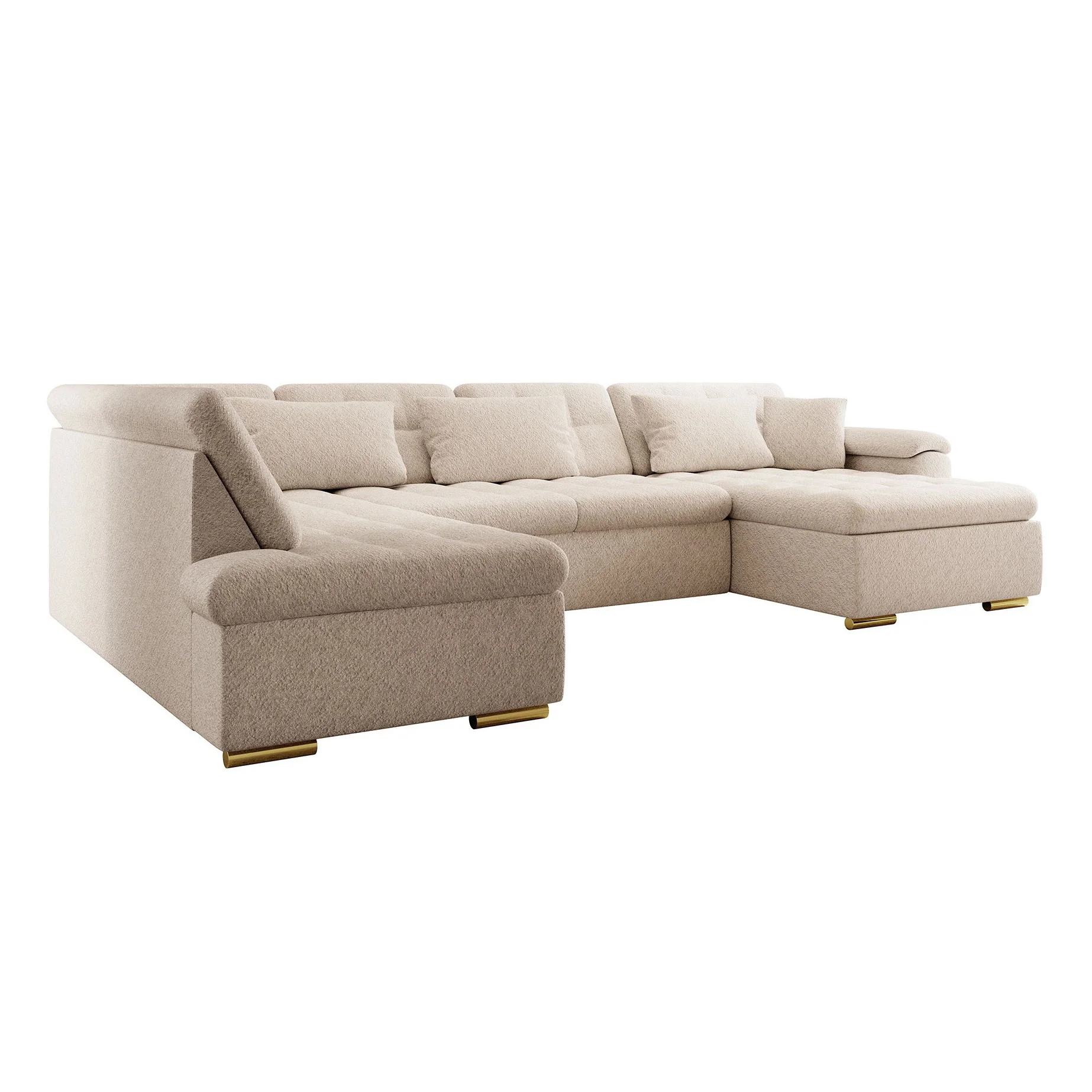 Nicoreta - Hoekbank 5-zits met chaise longue - Teddystof beige - Rechts - Image 5