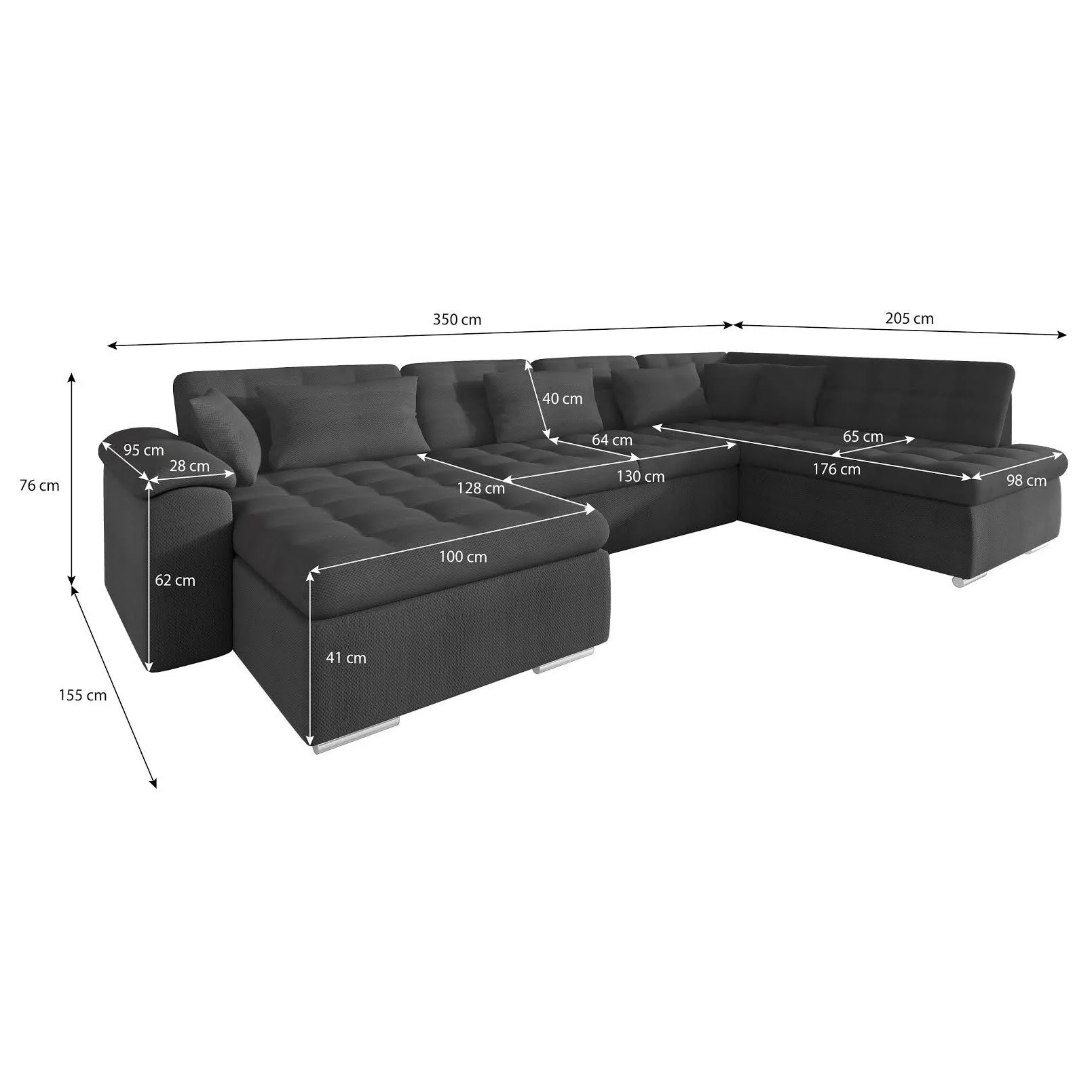 Nicoreta - Hoekbank 5-zits met chaise longue - Velvet grijs - Links - Image 4