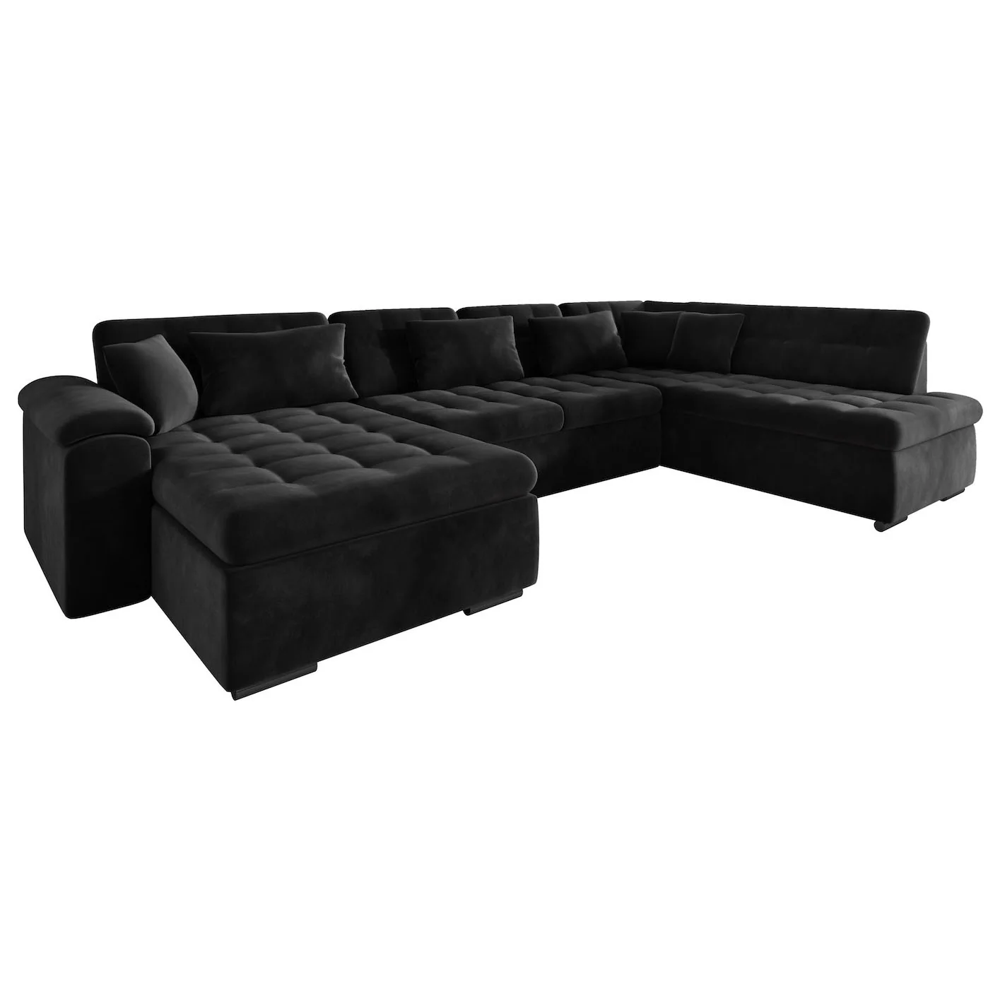 Nicoreta - Hoekbank 5-zits met chaise longue - Velvet zwart - Links - Image 5