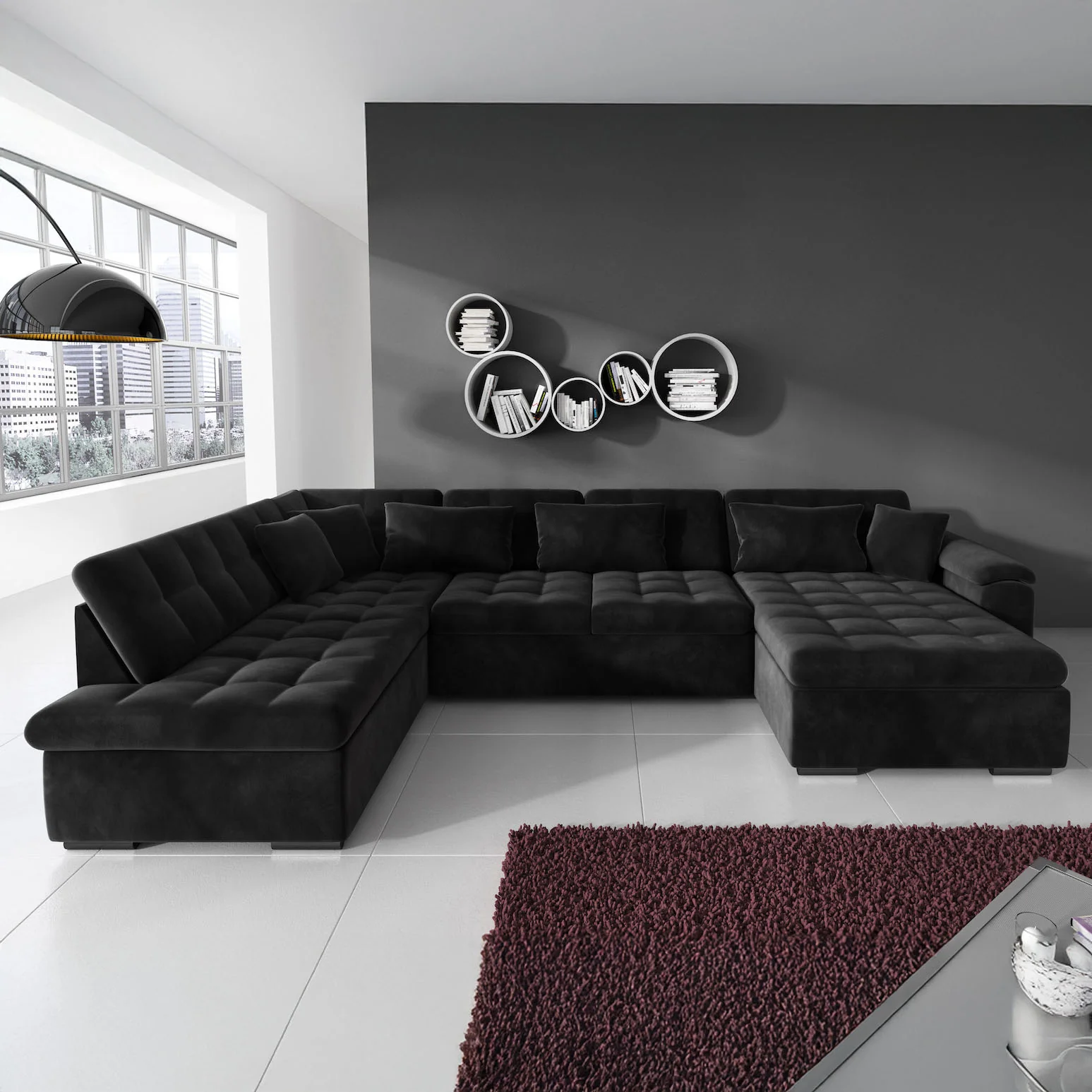 Nicoreta - Hoekbank 5-zits met chaise longue - Velvet zwart - Rechts - Image 2