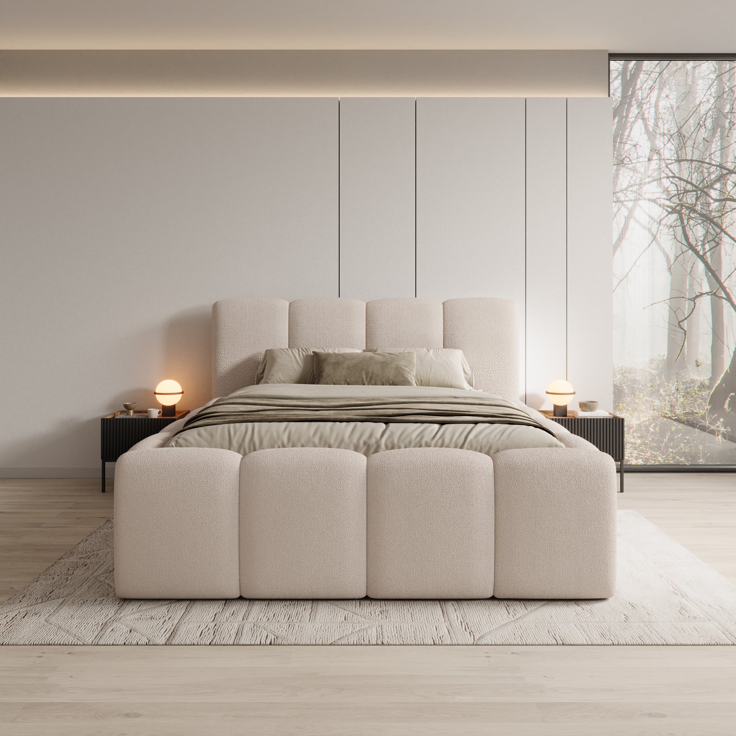 Nihito - Tweepersoonsbed - Stof beige - 160x200 cm - Image 2