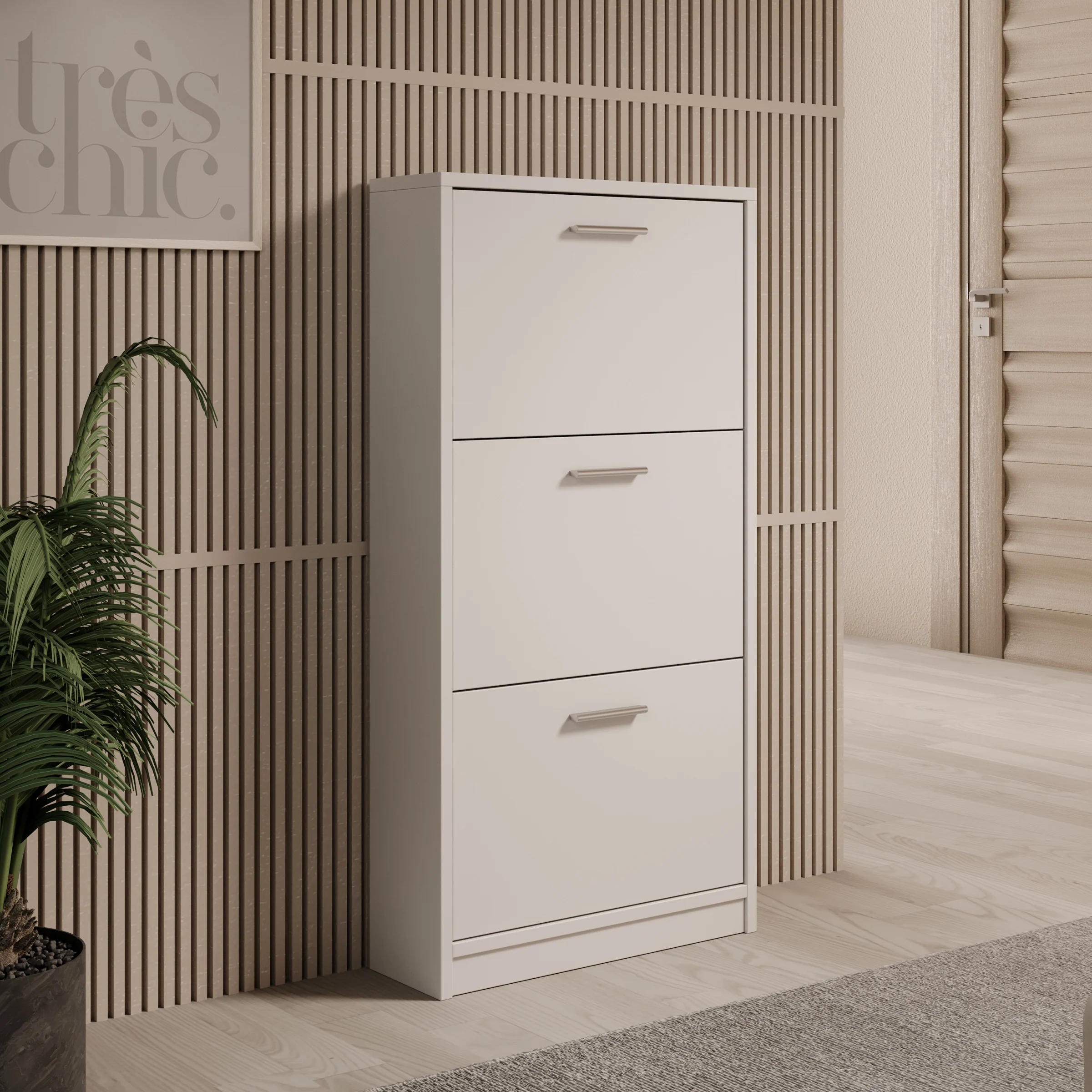 Nivik - Schoenenkast 3 vakken - Wit - 58x20x116 cm