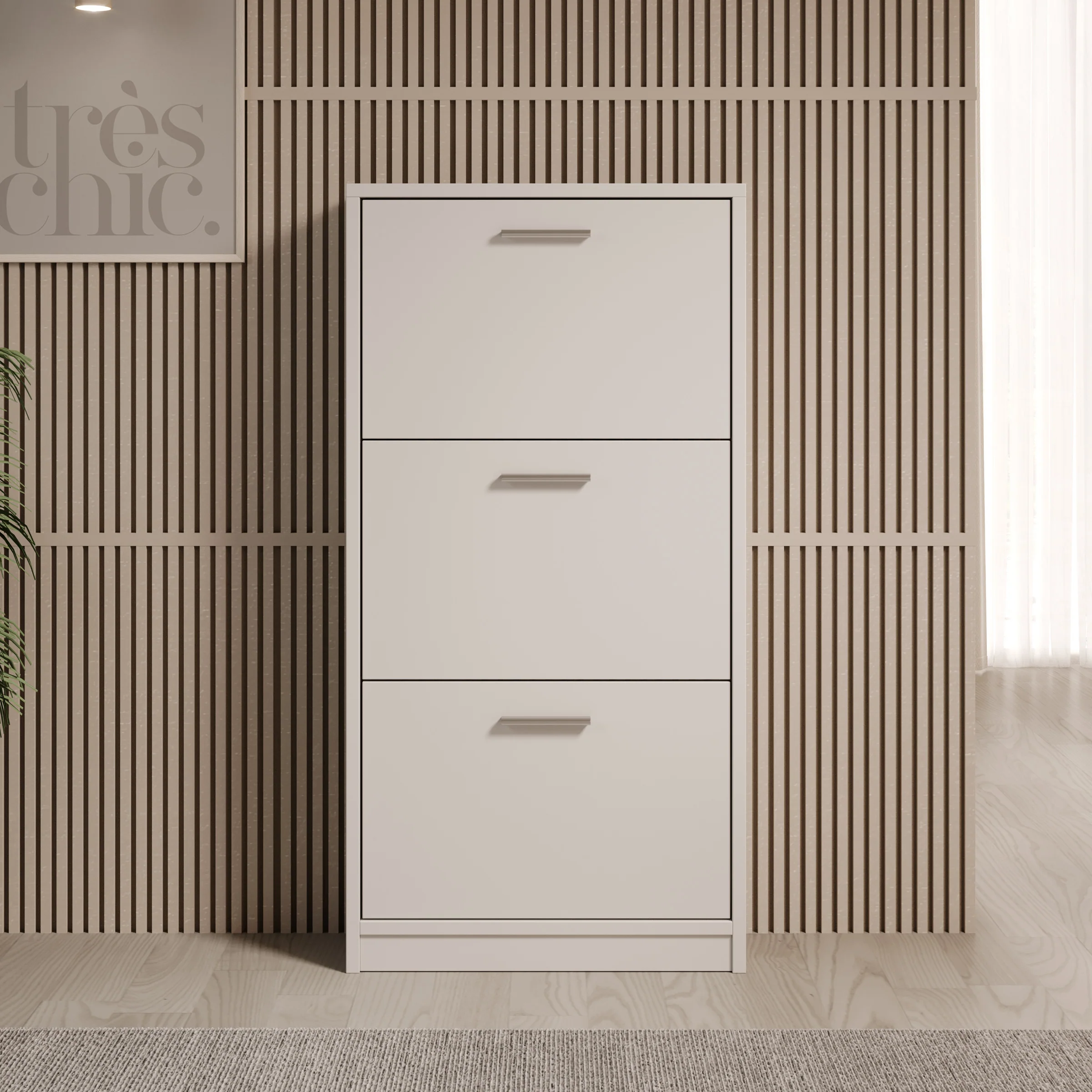 Nivik - Schoenenkast 3 vakken - Wit - 58x20x116 cm - Image 3