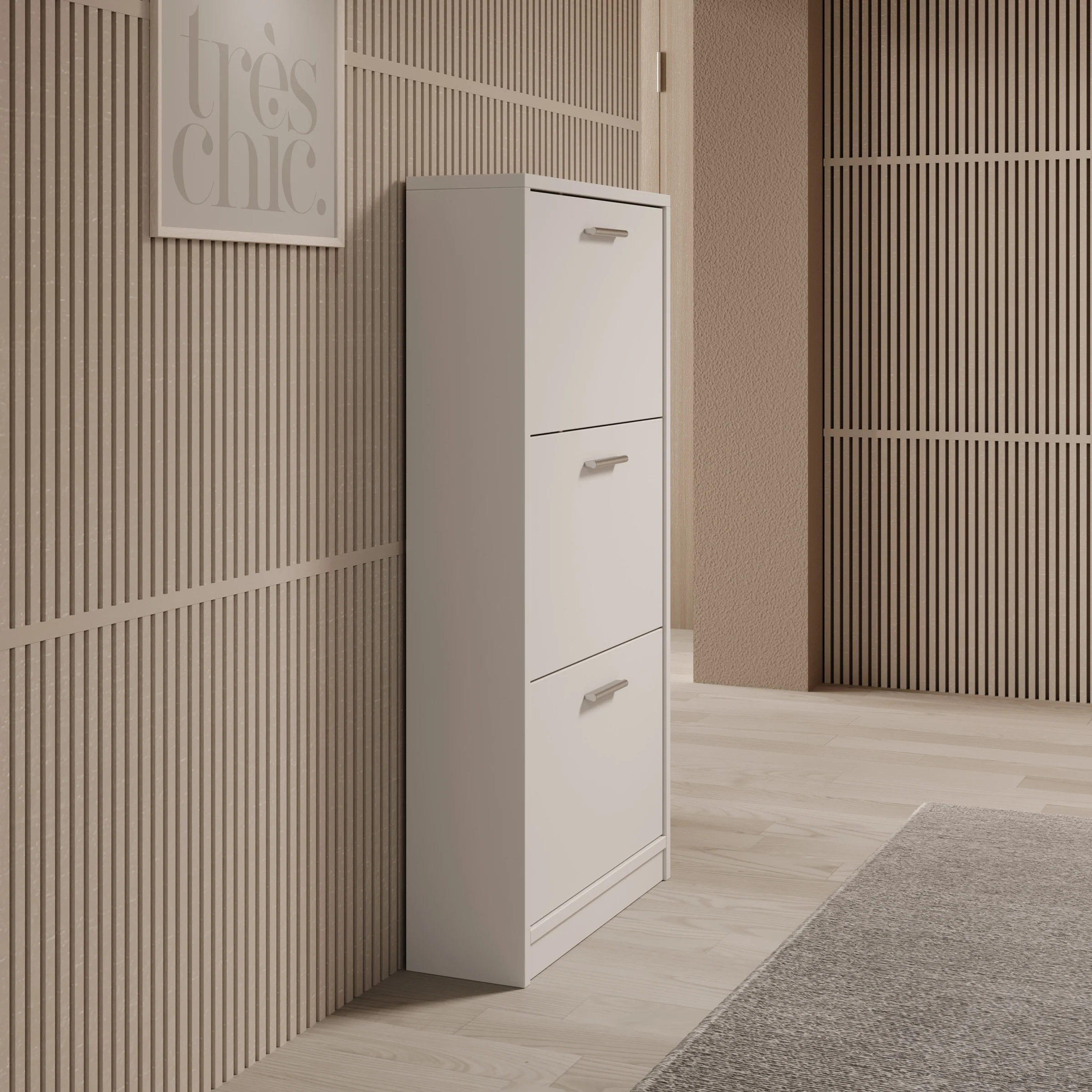 Nivik - Schoenenkast 3 vakken - Wit - 58x20x116 cm - Image 4