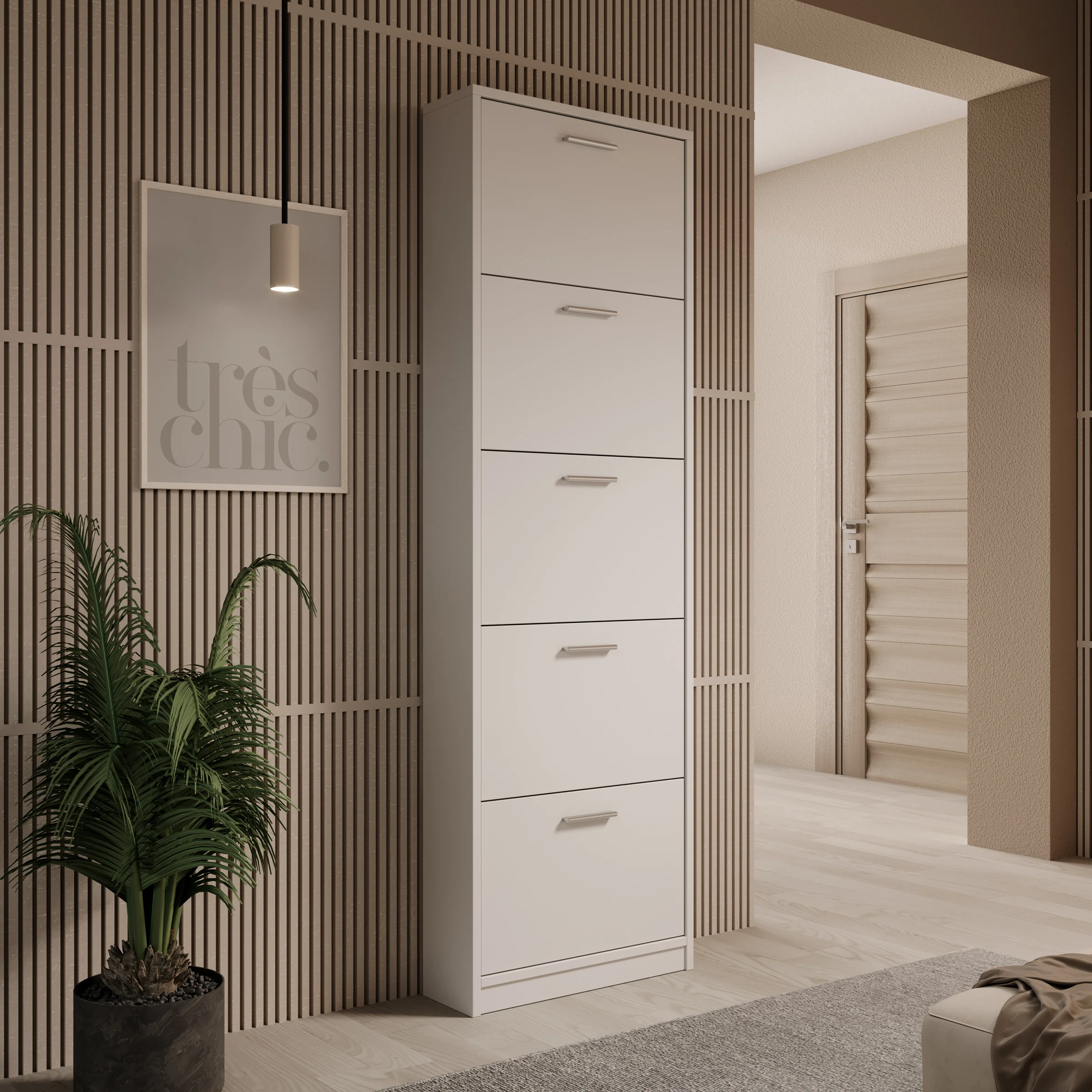 Nivik - Schoenenkast 5 vakken - Wit - 58x20x186 cm
