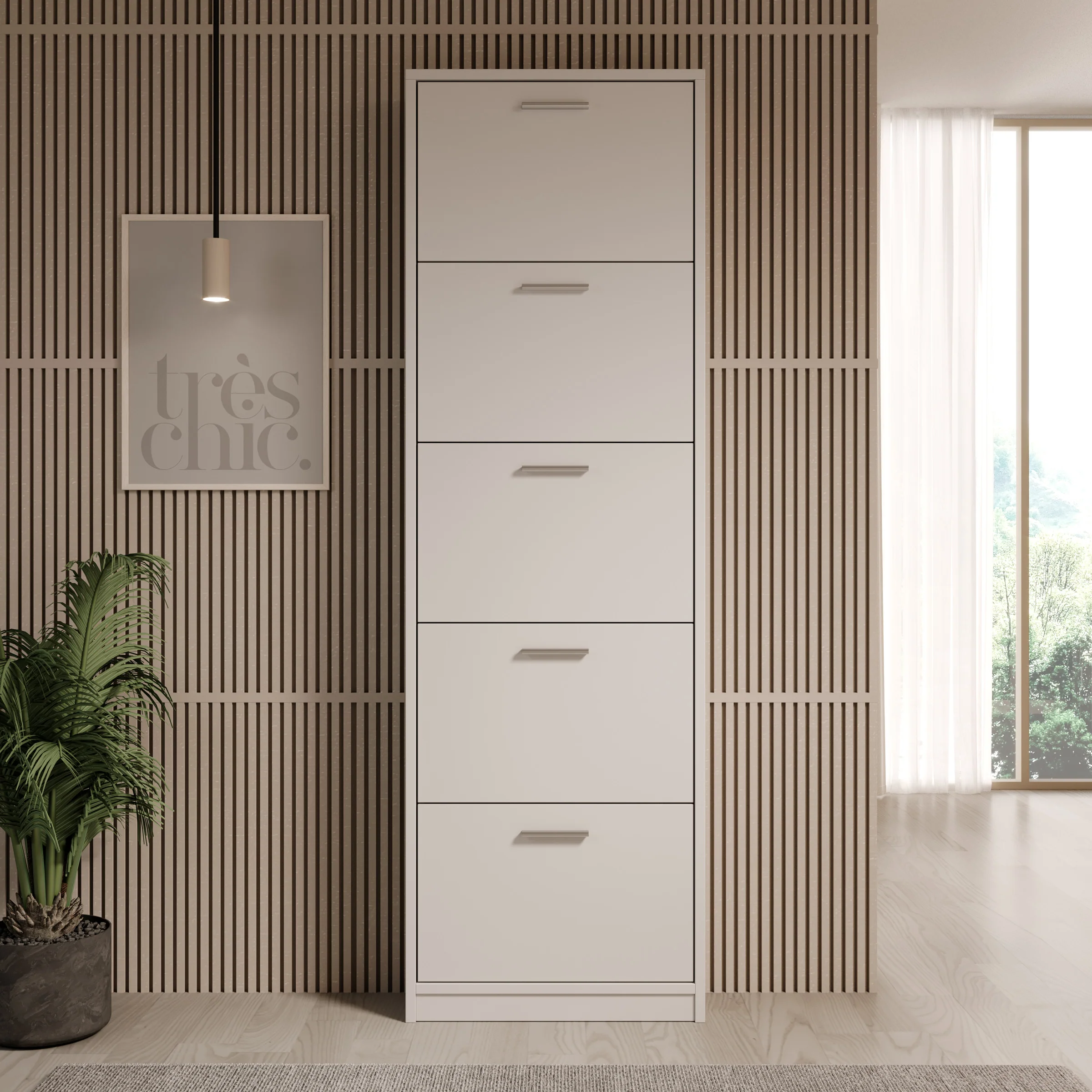 Nivik - Schoenenkast 5 vakken - Wit - 58x20x186 cm - Image 3