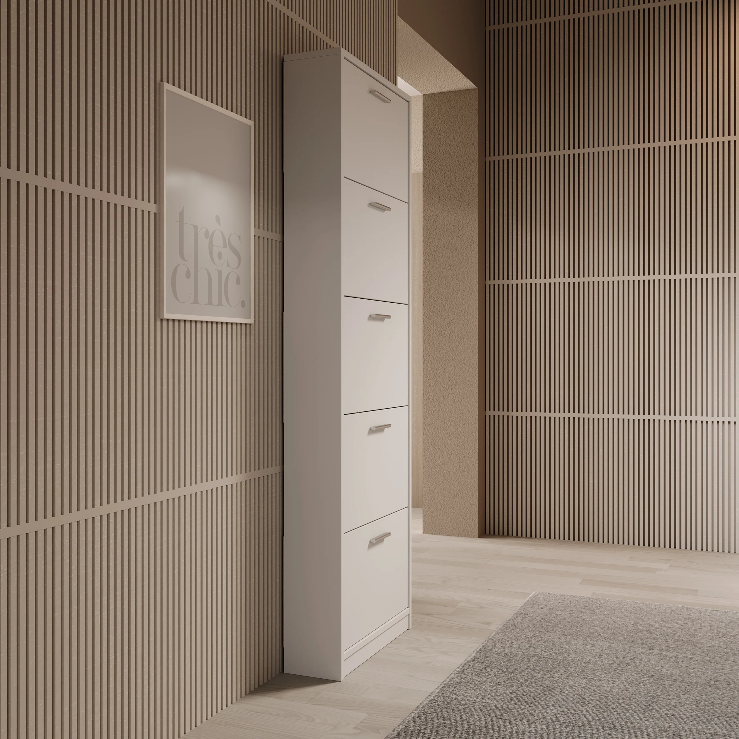 Nivik - Schoenenkast 5 vakken - Wit - 58x20x186 cm - Image 4