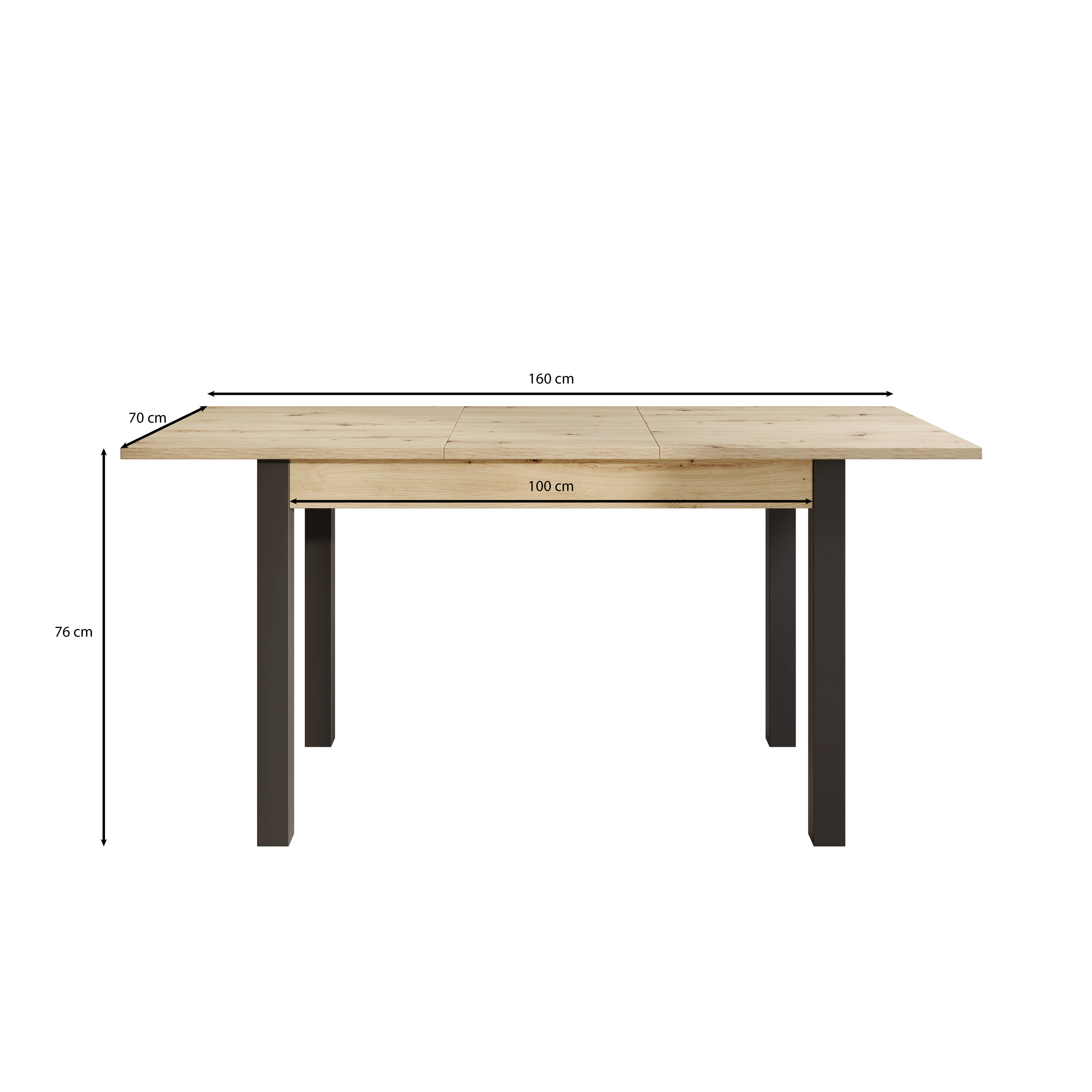 Noah - Eetkamertafel - Eiken/zwart - 120x70x76 cm - Image 8